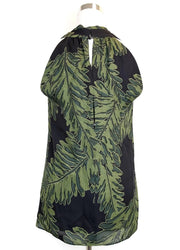 Gucci Women's Green Silk Halter Leaf Printed Top