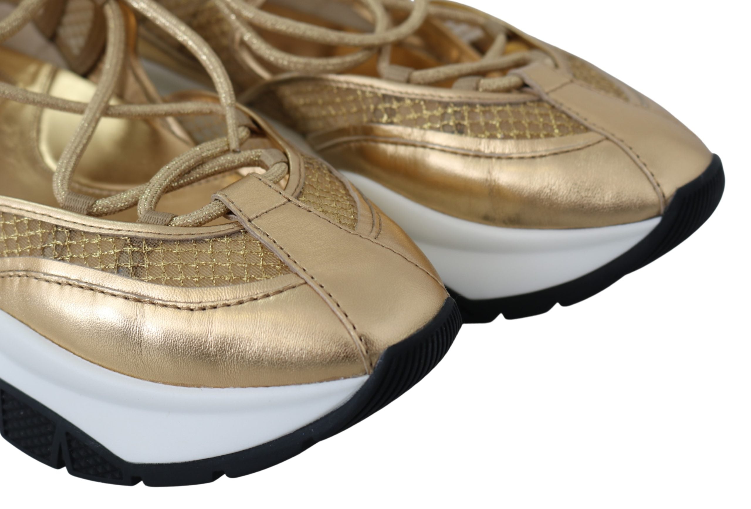 Jimmy Choo  Diamond Gold Leather Sneakers