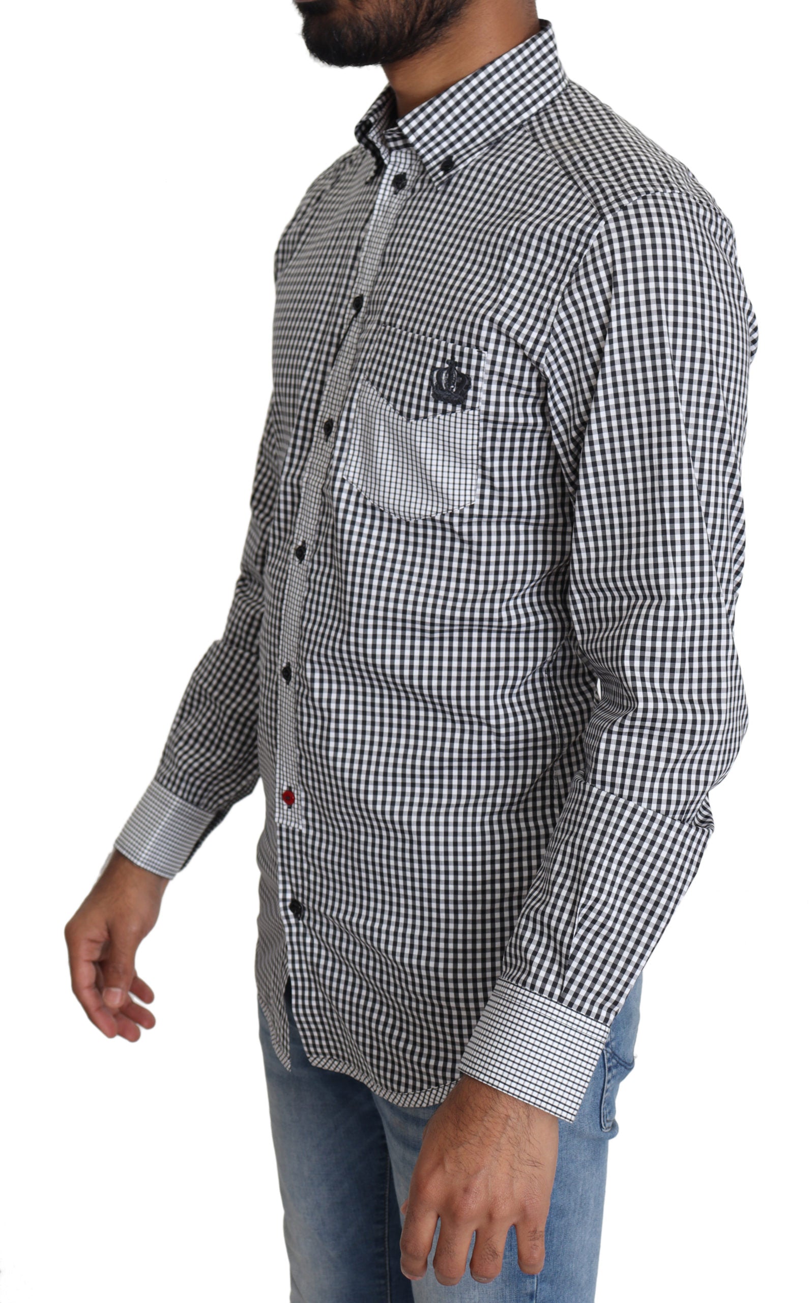 Dolce & Gabbana  Men's Black & White Gingham Check Shirt