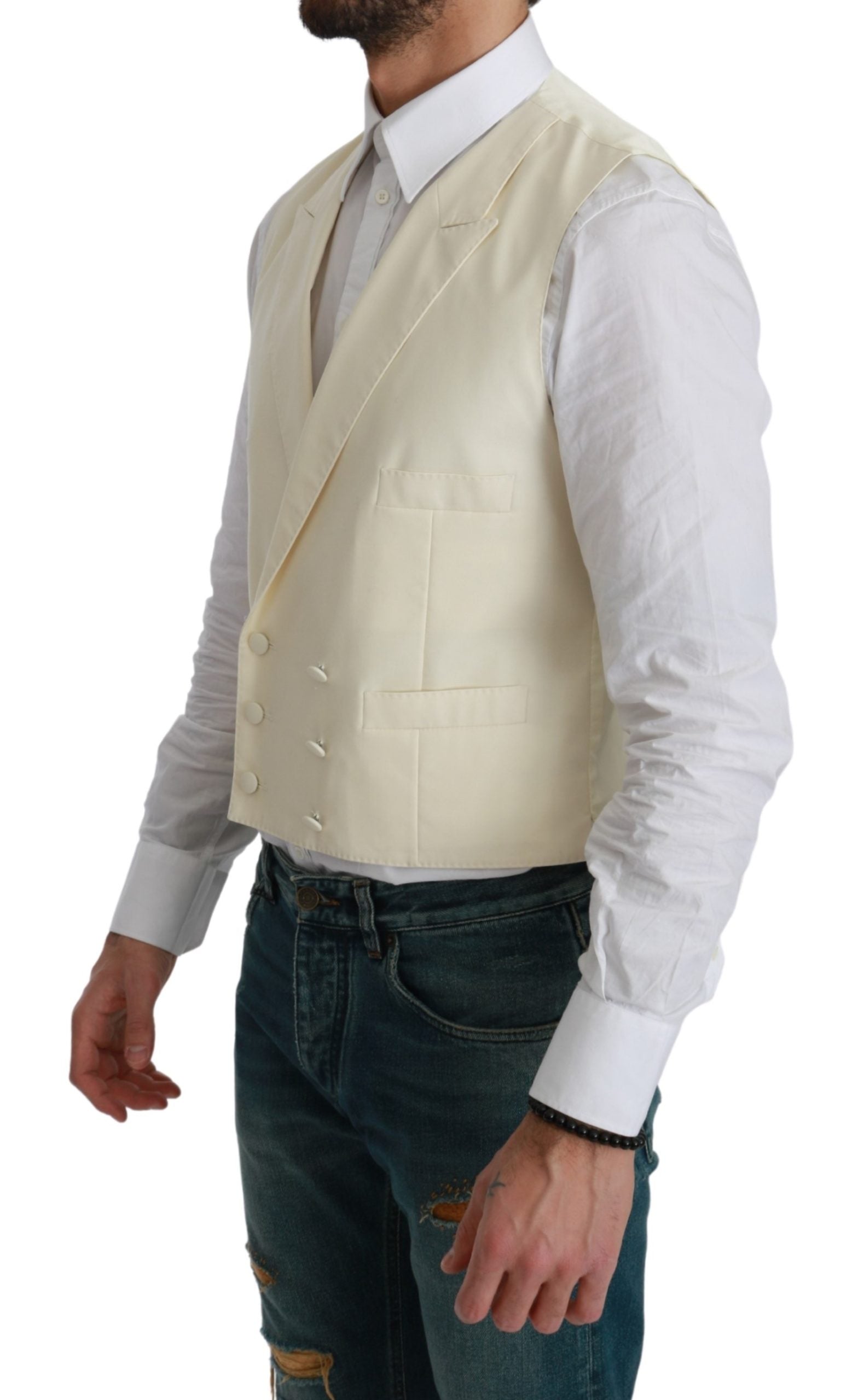 Dolce & Gabbana  Men's Ivory Double Breasted Vest