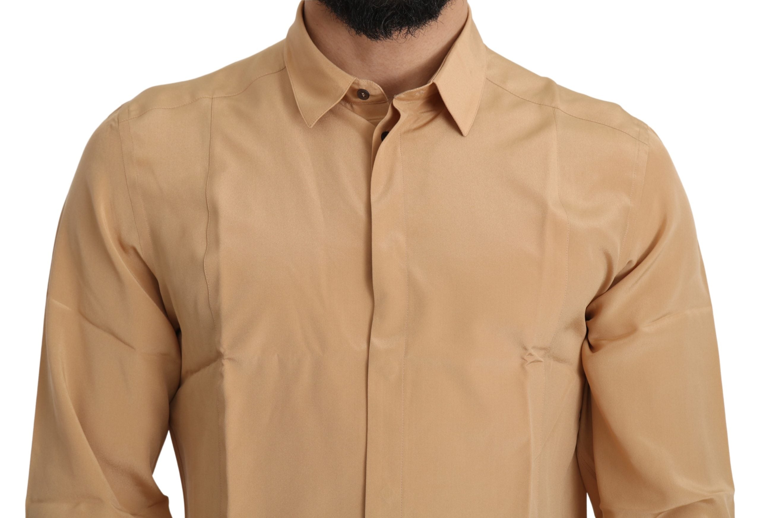 Dolce & Gabbana  Classic Fit Silk Shirt - Beige