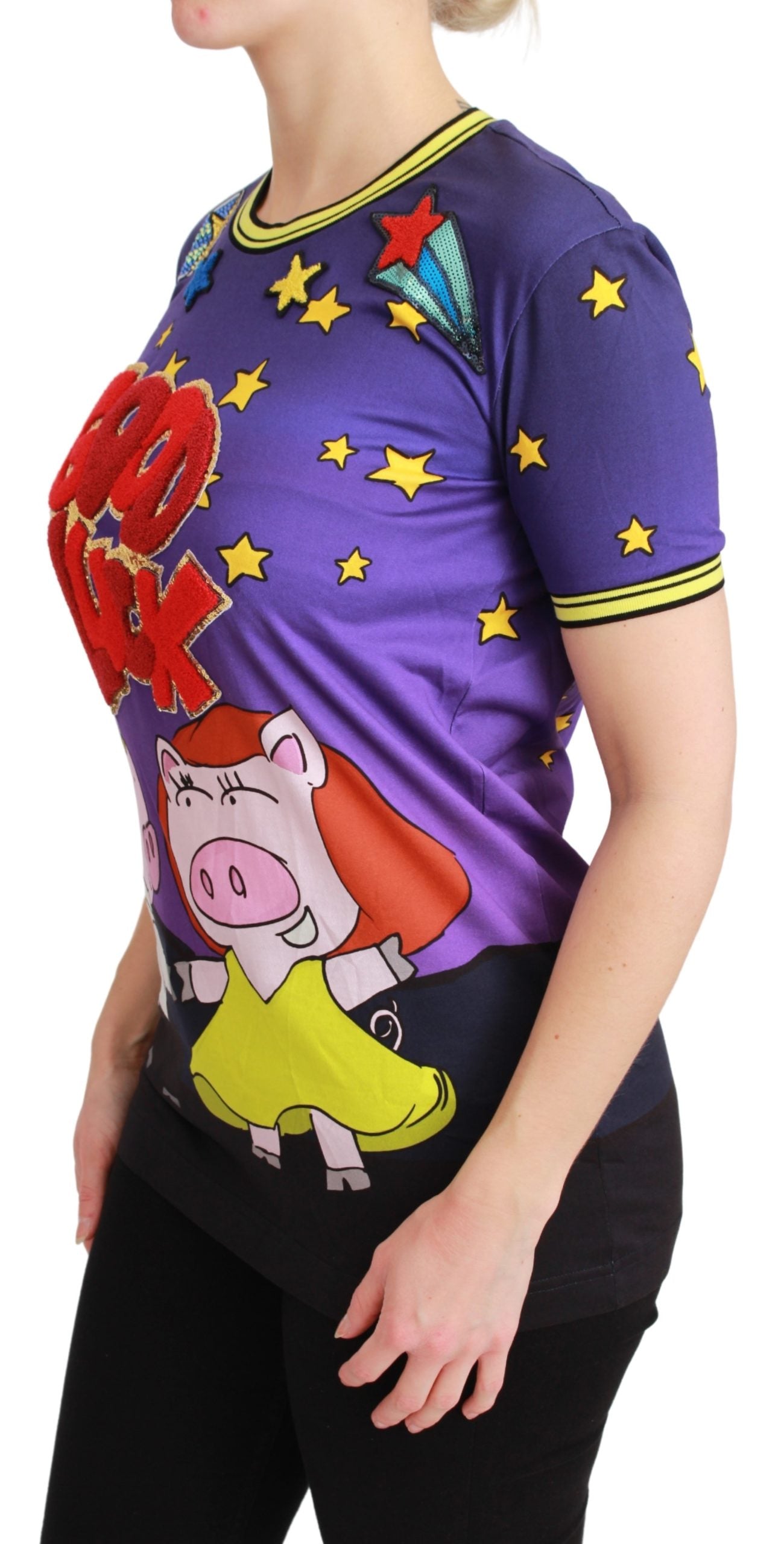 Dolce & Gabbana  Women's Good Luck Pig TShirt - Purple