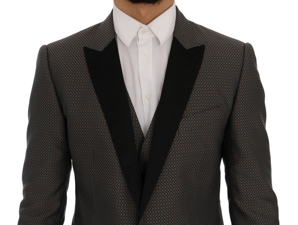 Dolce & Gabbana  Classic Fit Blazer - Black Geometric Pattern - Men's Formal Wear