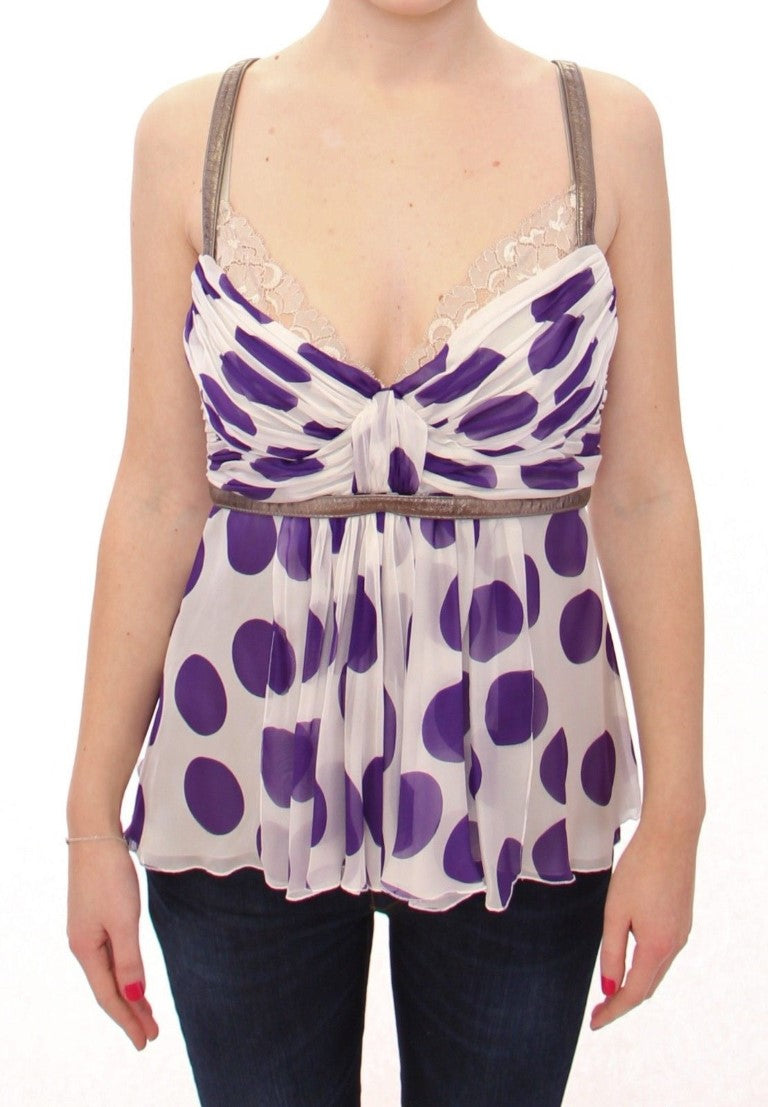 Dolce & Gabbana  Women's Purple Polka Dot Silk Blouse