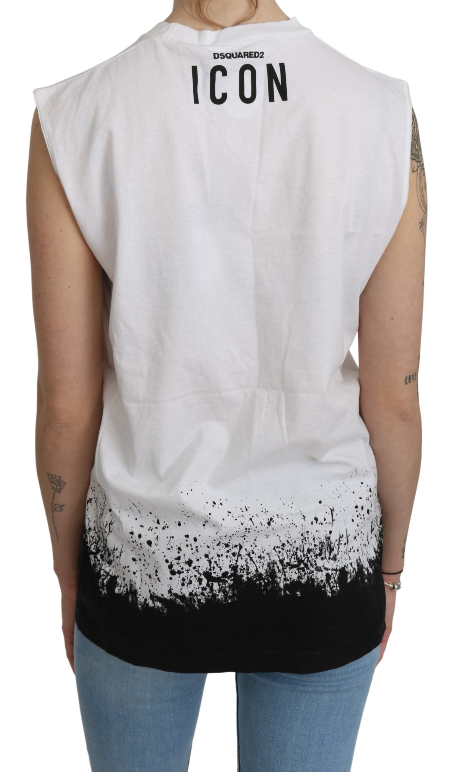 Dsquared² Dsquared Women's Black & White Splatter Tank Top