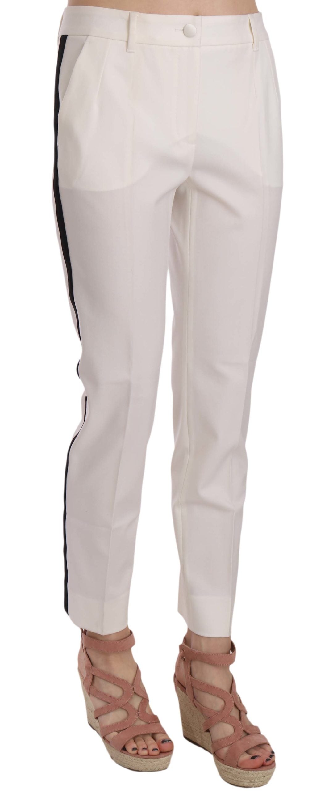 Dolce & Gabbana  White Cotton Stretch Trousers