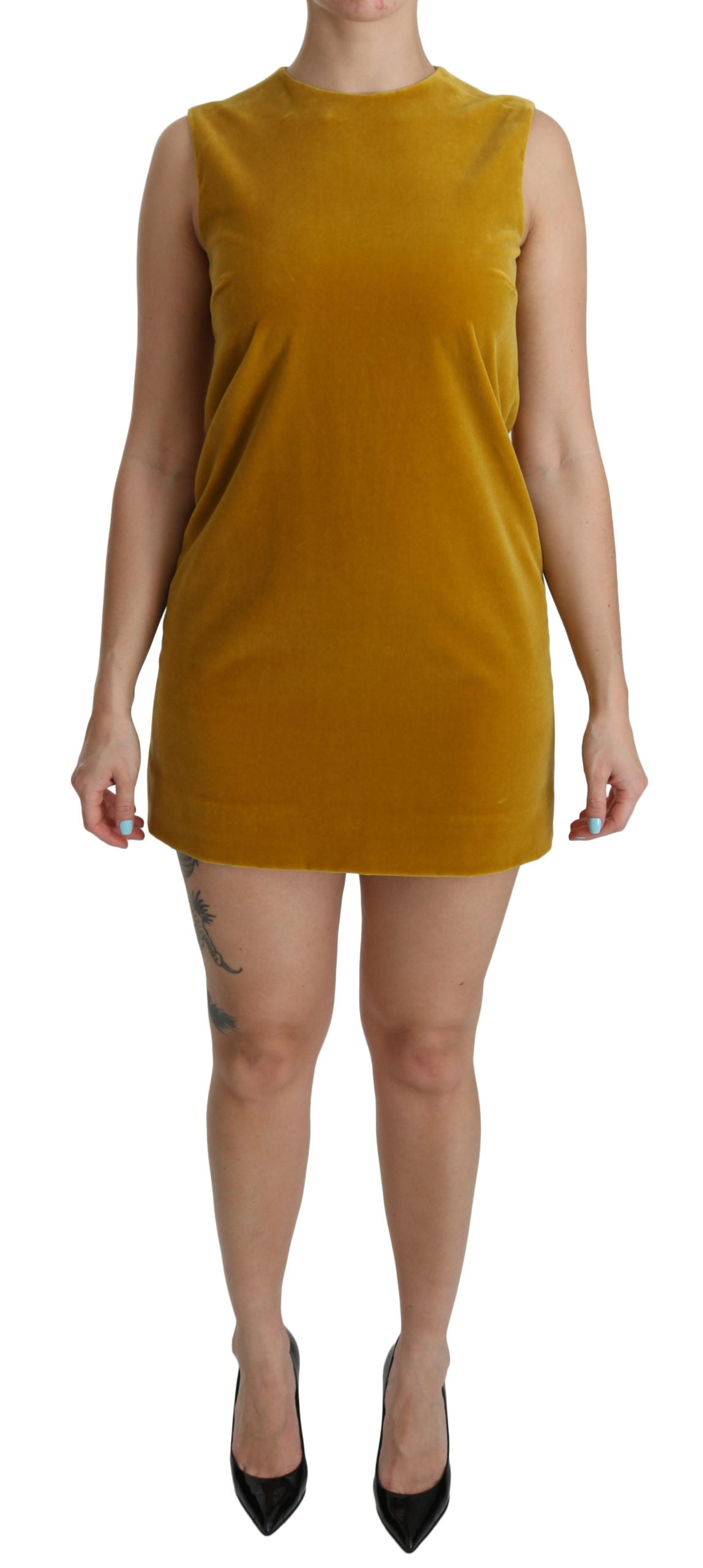 Dolce & Gabbana  Women's Mustard Velvet Mini Dress