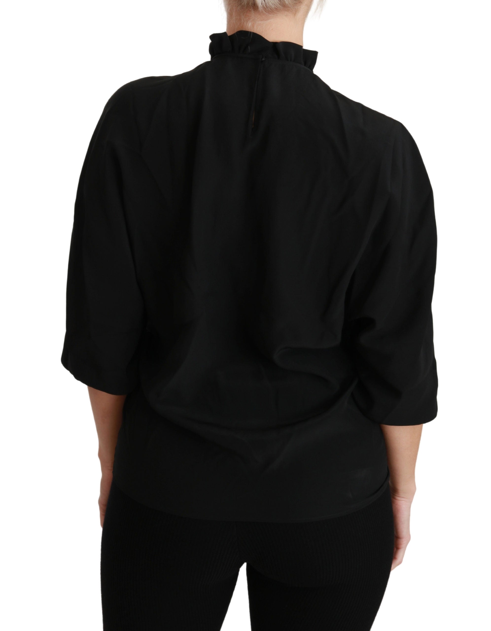 Dolce & Gabbana  Women's Ruffled Silk Blouse - Black