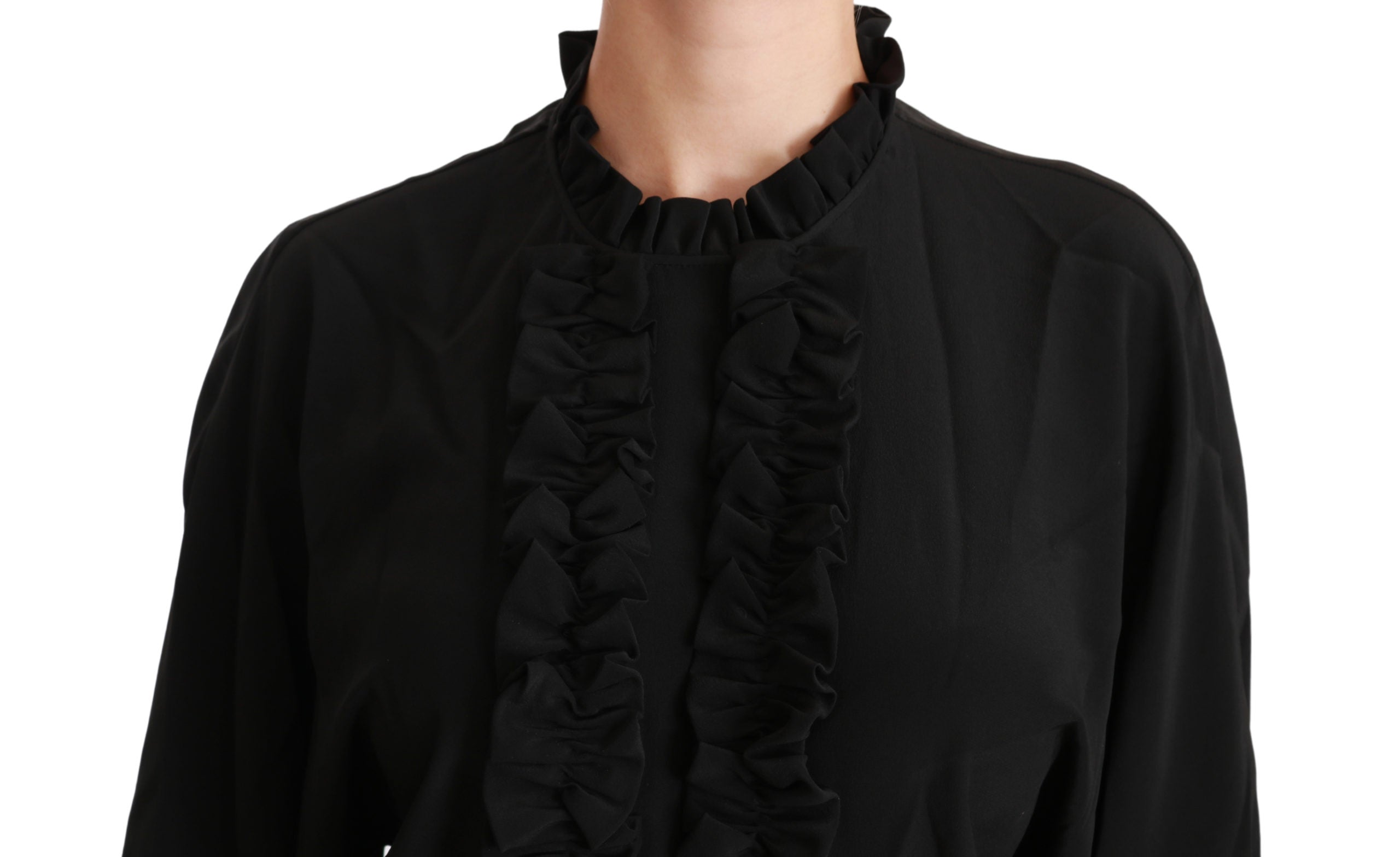 Dolce & Gabbana  Women's Ruffled Silk Blouse - Black