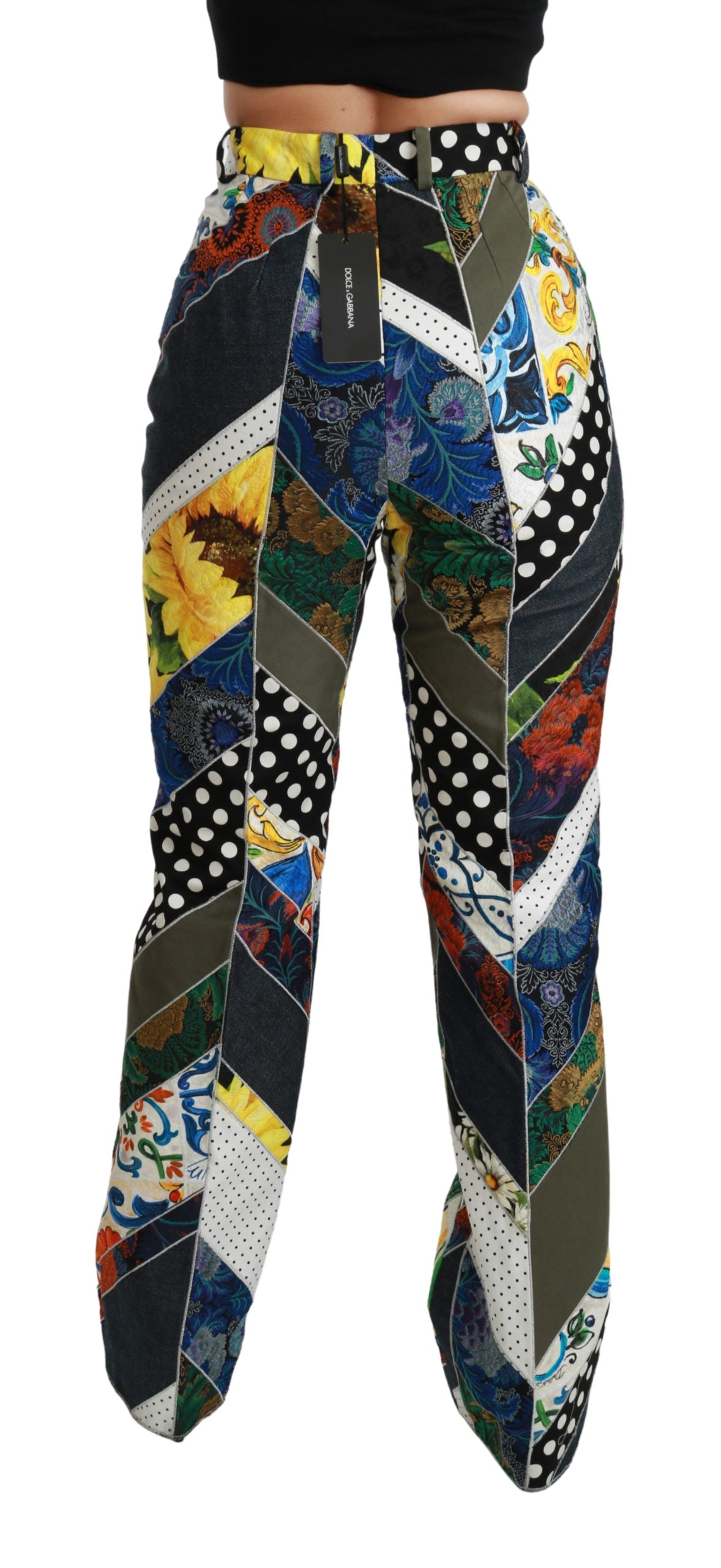 Dolce & Gabbana  Patchwork Floral High Waist Straight Leg Jeans