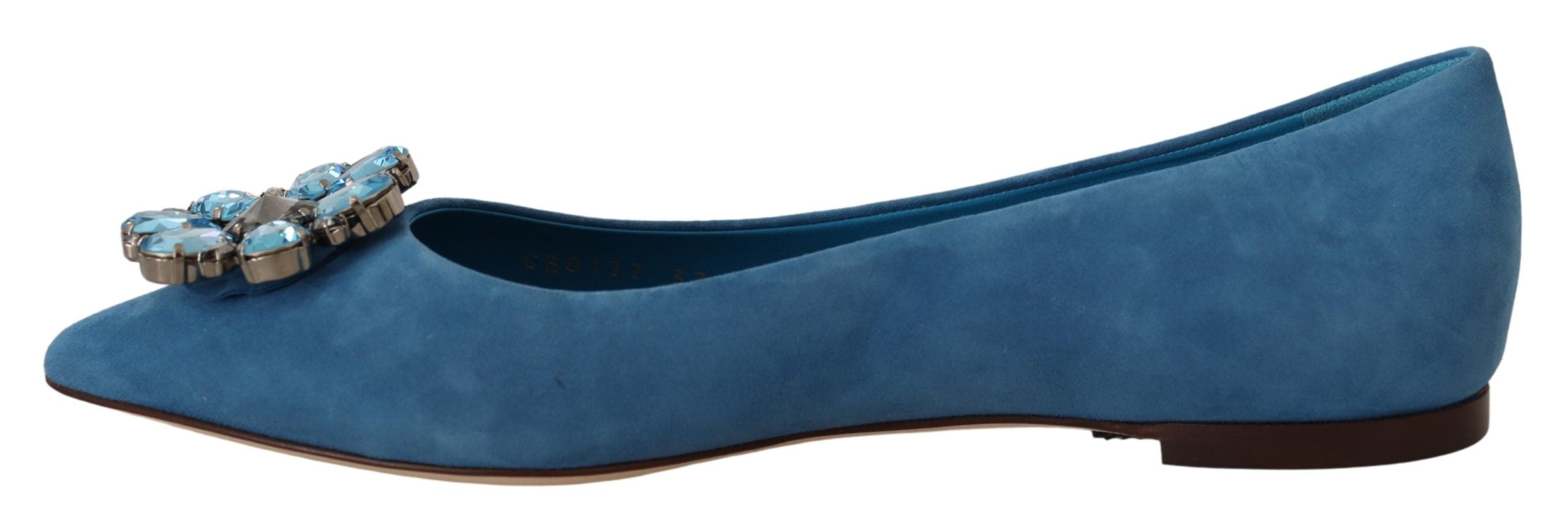 Dolce & Gabbana  Suede Ballerinas with Crystal Detail - Blue