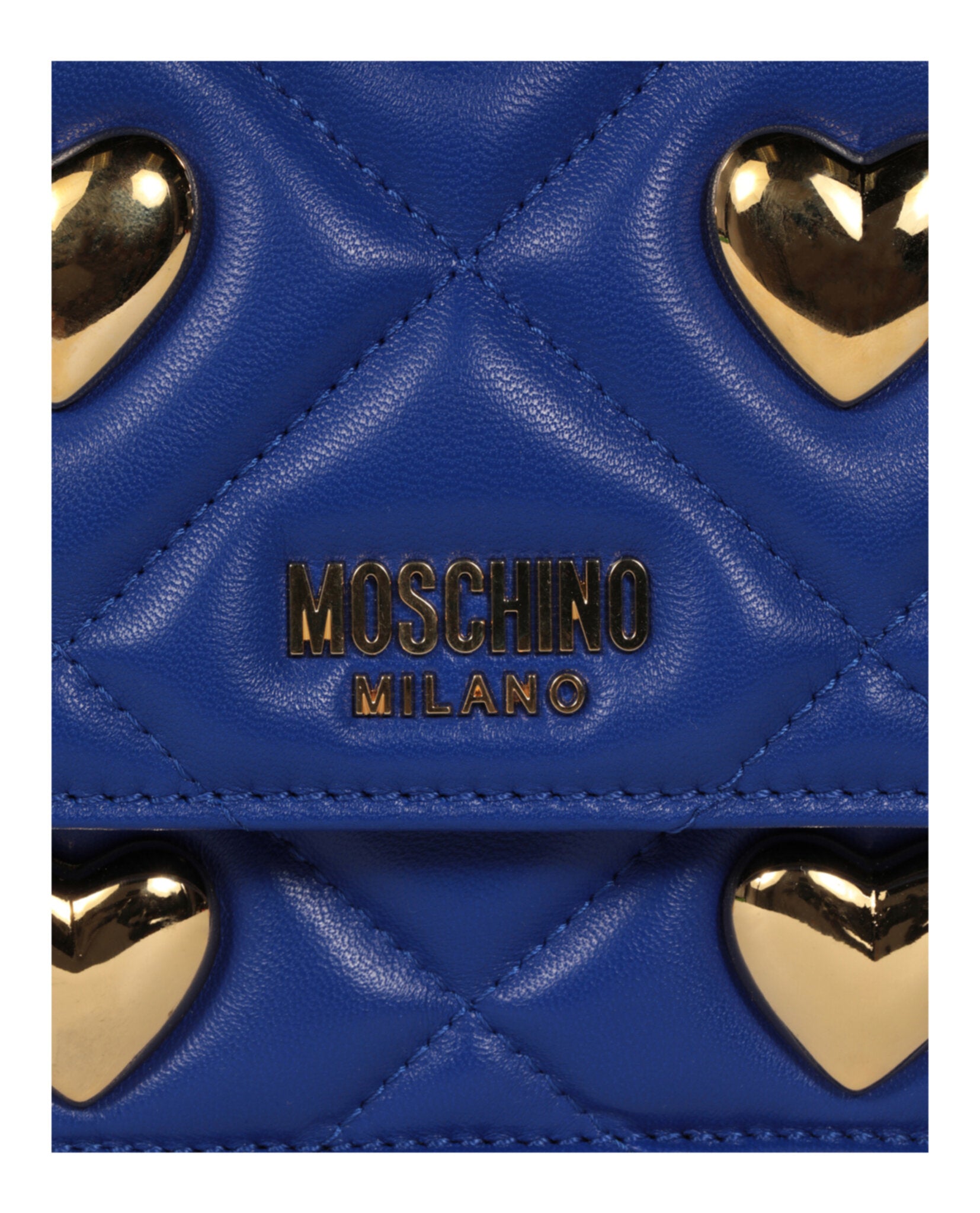 Moschino Womens Heart Studs Quilted Crossbody Bag