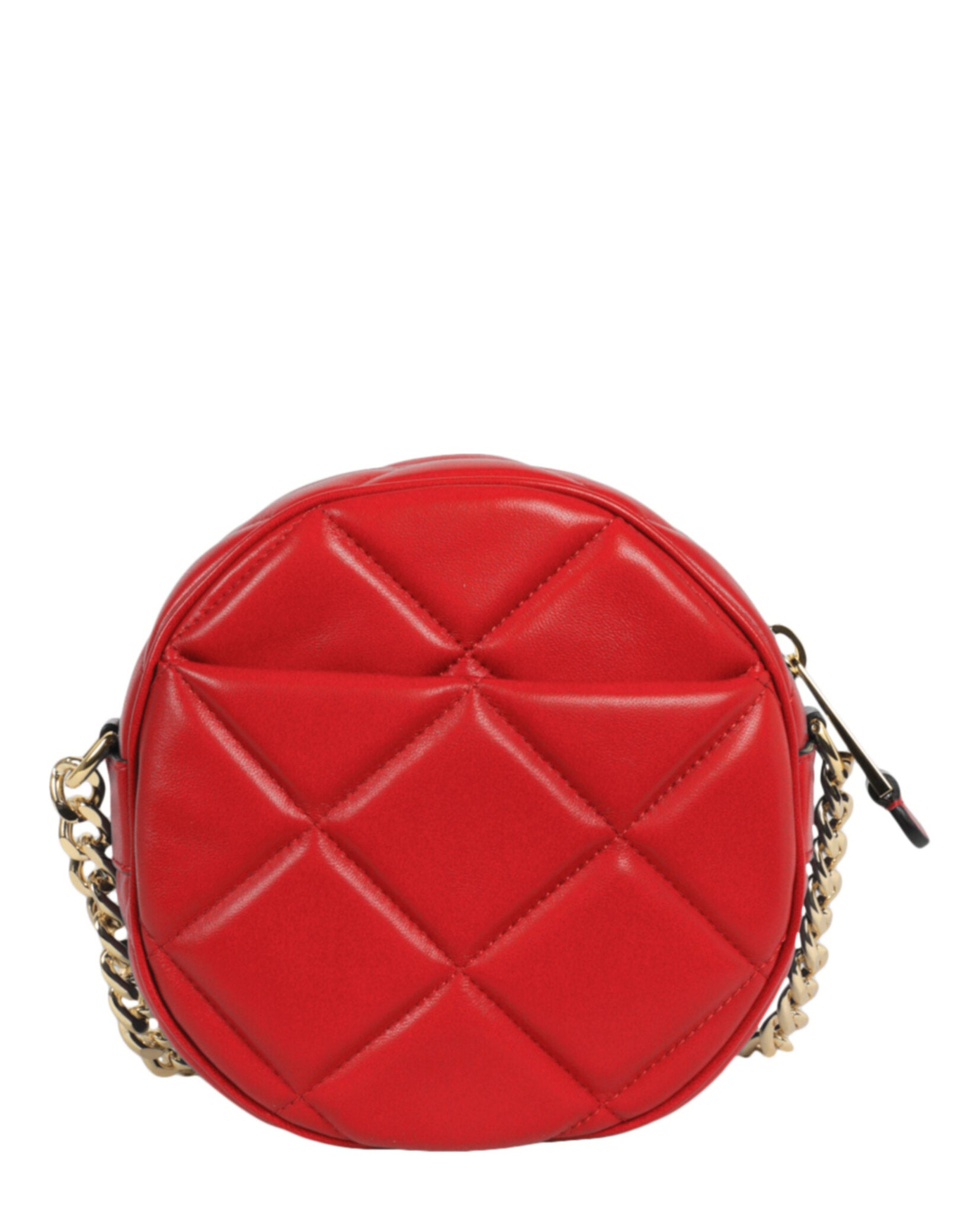 Moschino Womens Heart Studs Quilted Crossbody Bag