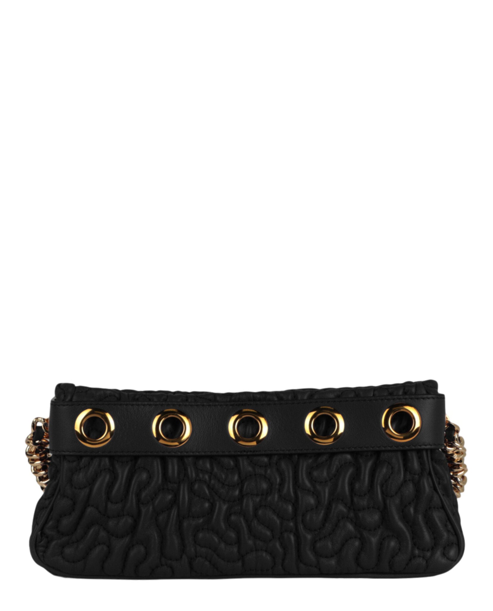 Moschino Womens Destroyed Chain Quilted Shoulder Bag