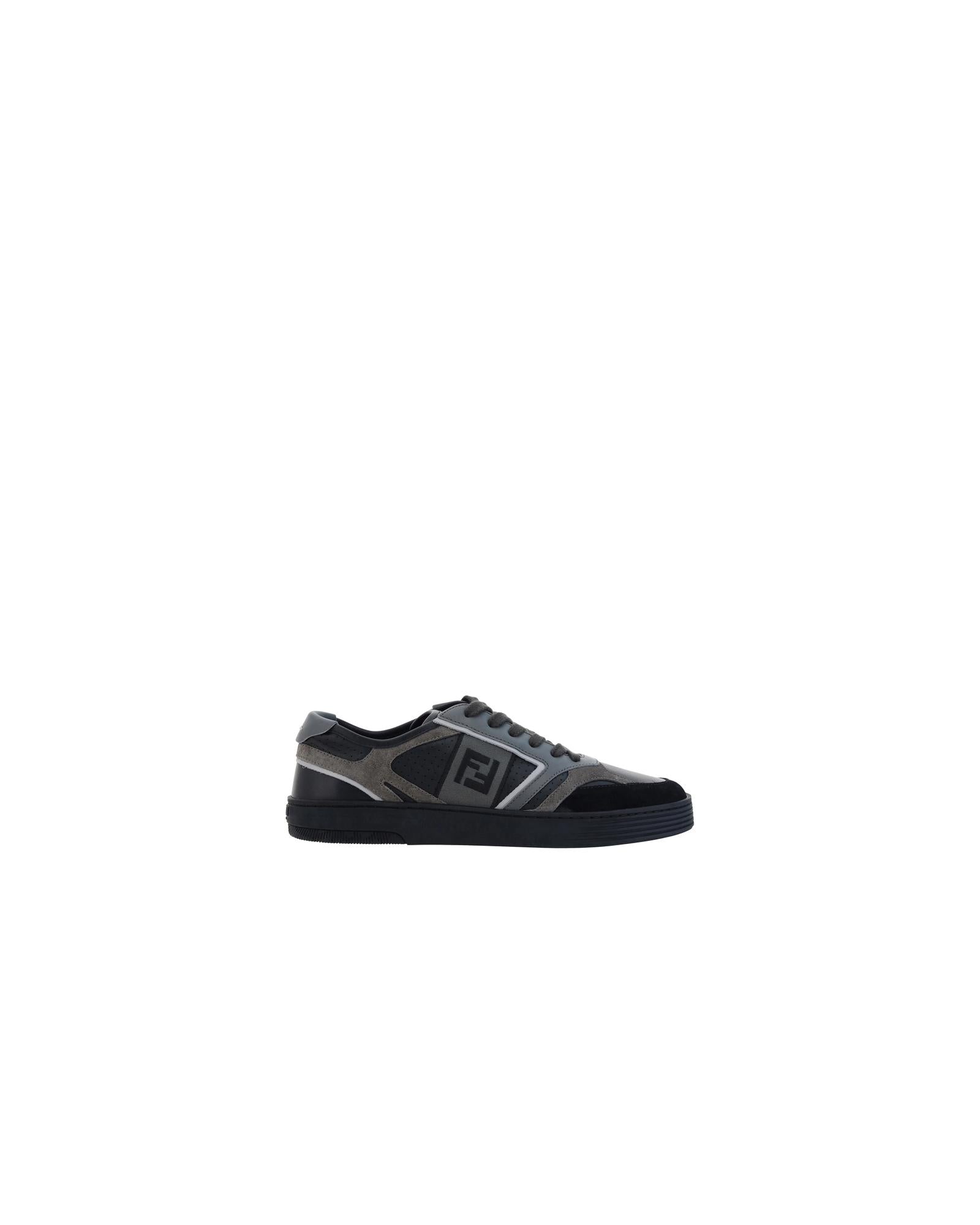 Fendi  Run Leather and Suede Sneakers for Men  Gray