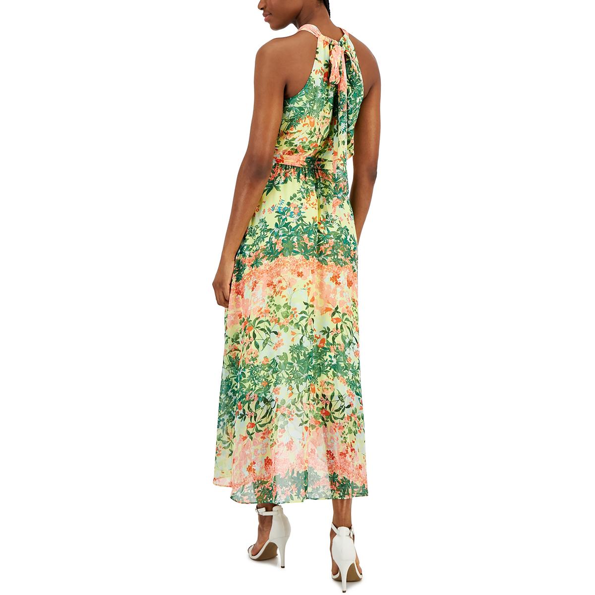 Womens Floral Print Polyester Halter Dress