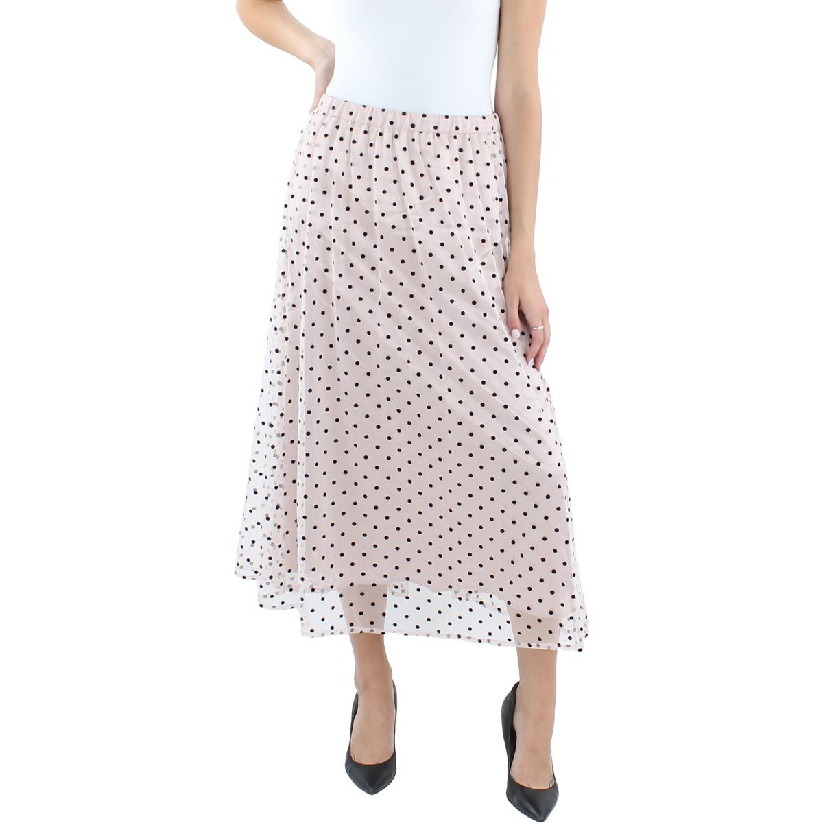 Womens Midi Mesh A-Line Skirt