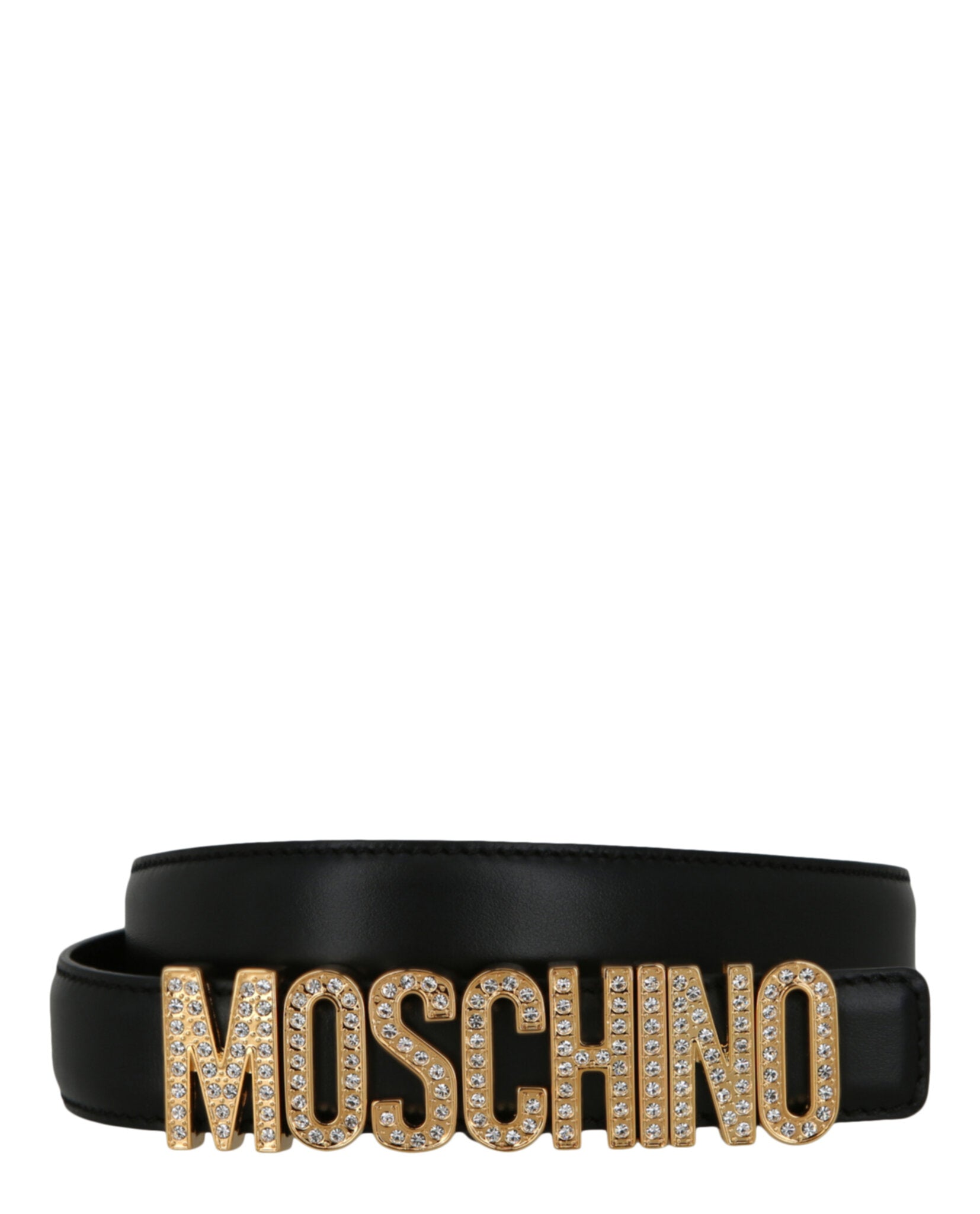 Moschino Womens Logo Lettering Leather Belt