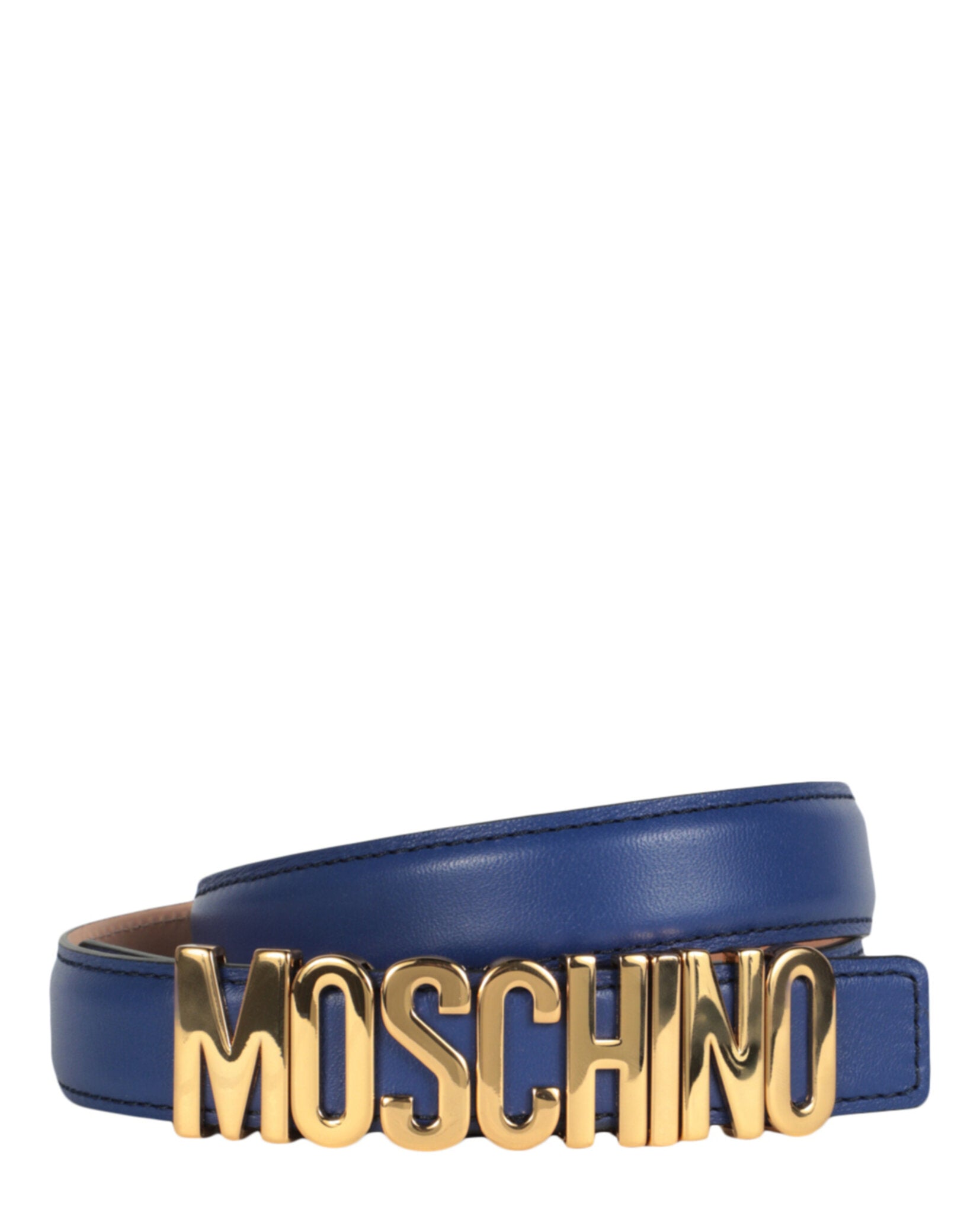 Moschino Womens Logo Lettering Leather Belt