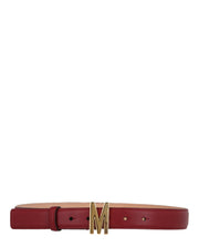 Moschino Womens M-Plaque Logo Leather Belt