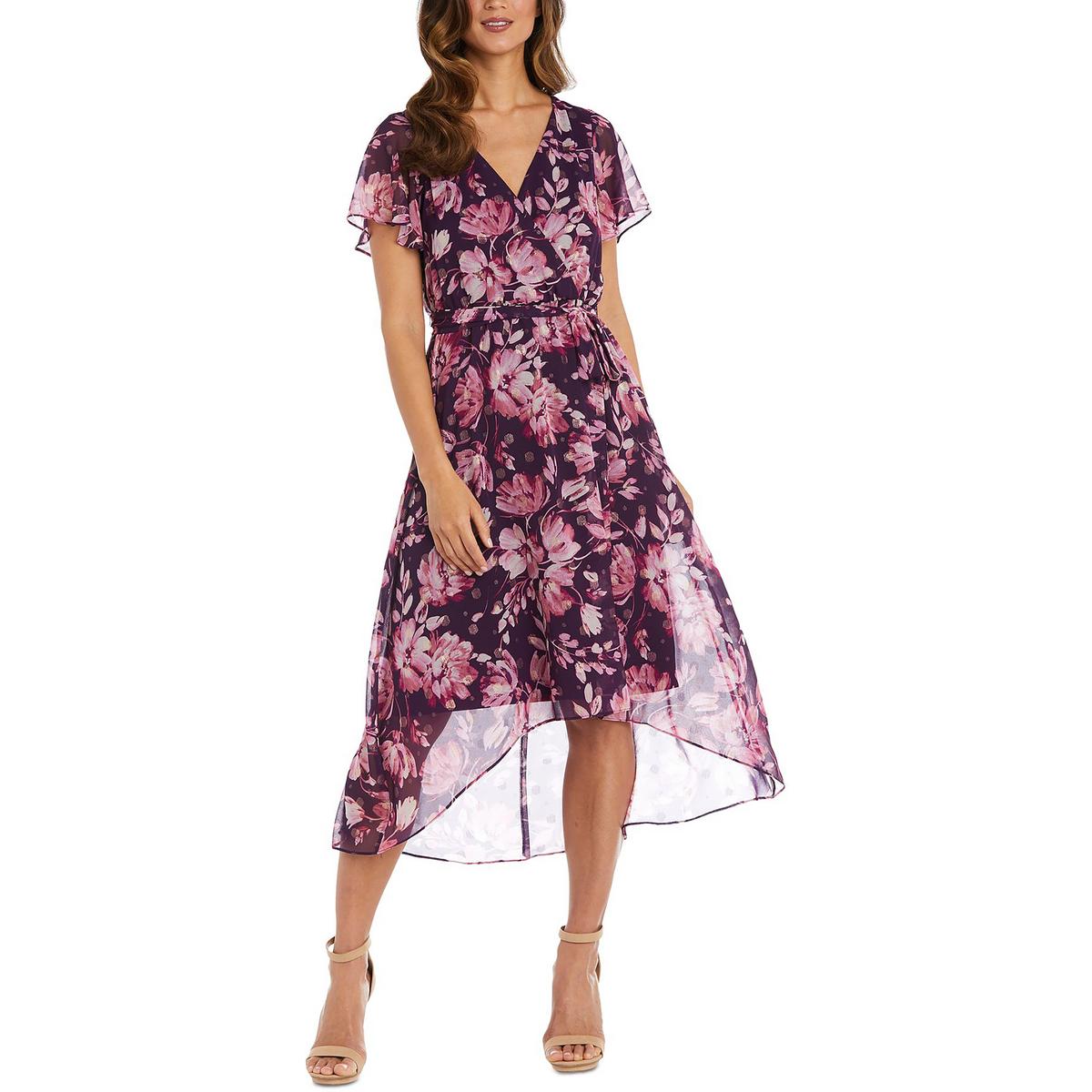 Plus Womens Floral Long Wrap Dress