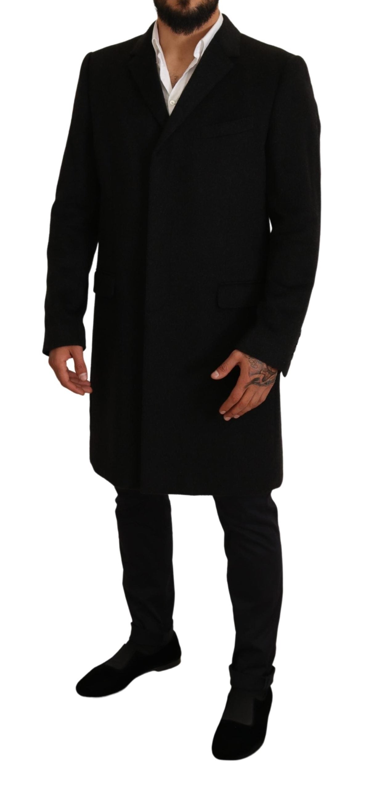 Dolce & Gabbana  Men's Black Wool Overcoat