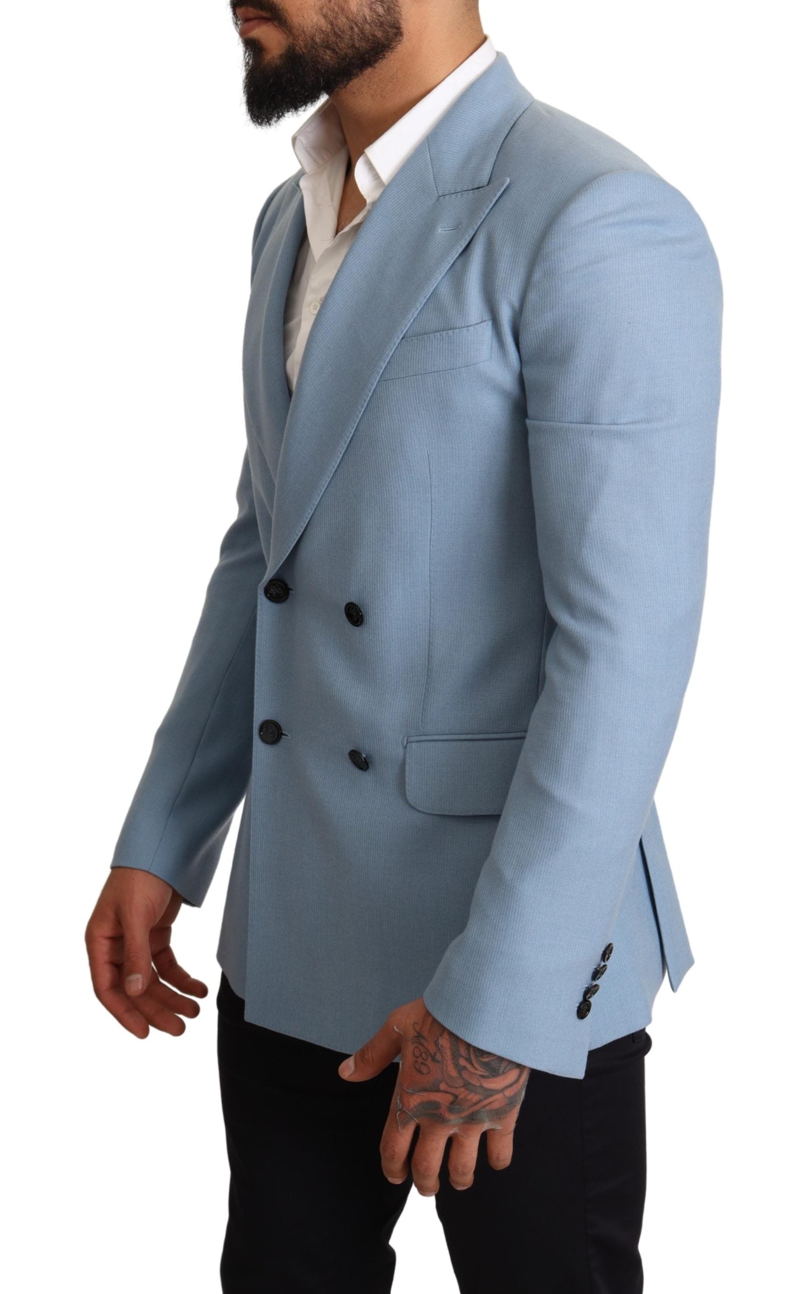 Dolce & Gabbana  Men's Blue Double Breasted Wool Blazer