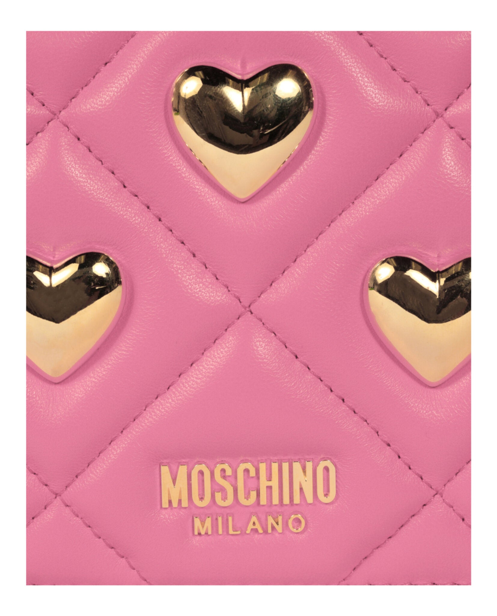 Moschino Womens Heart Studs Quilted Shoulder Bag