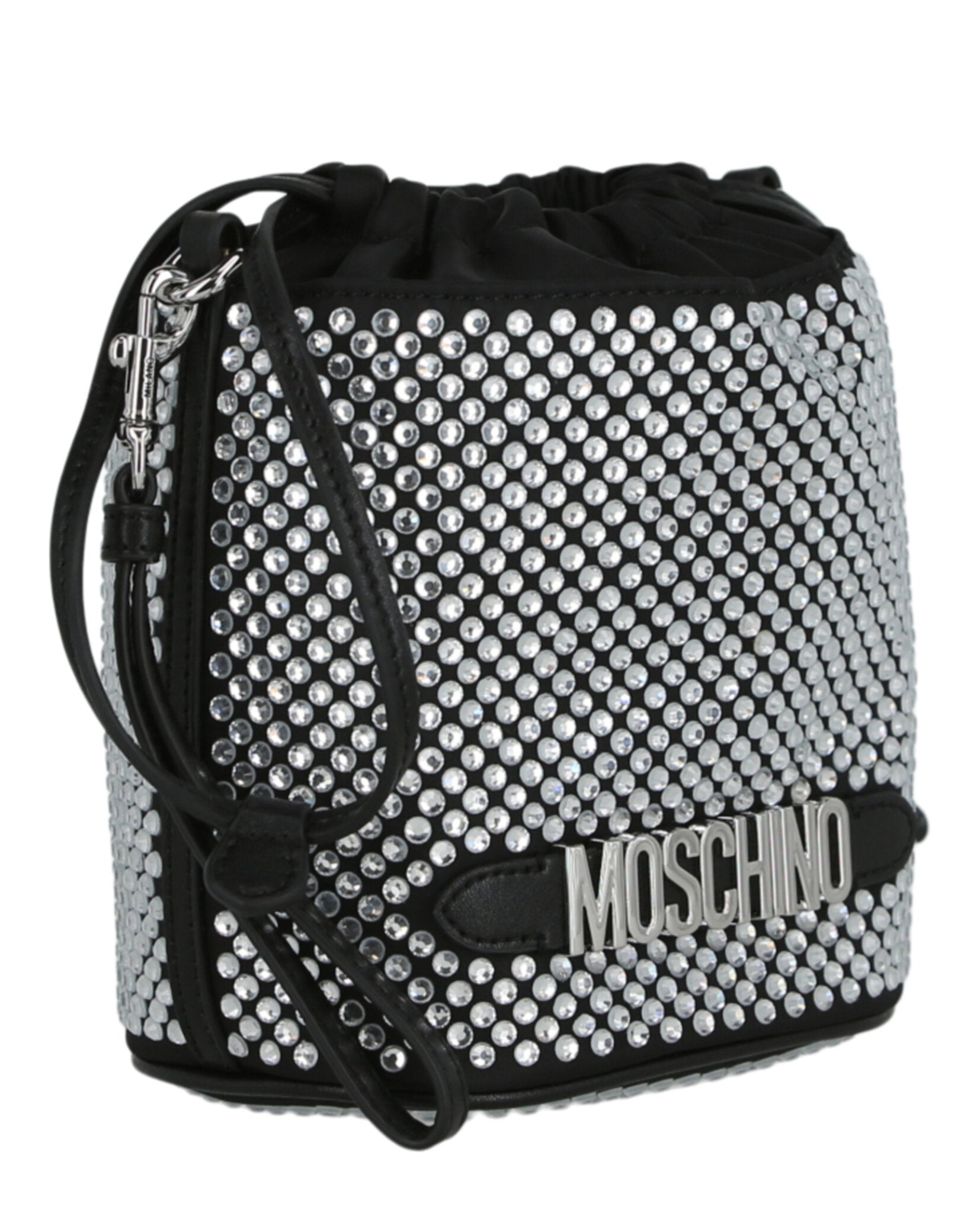 Moschino Womens Crystal Embellished Bucket Bag