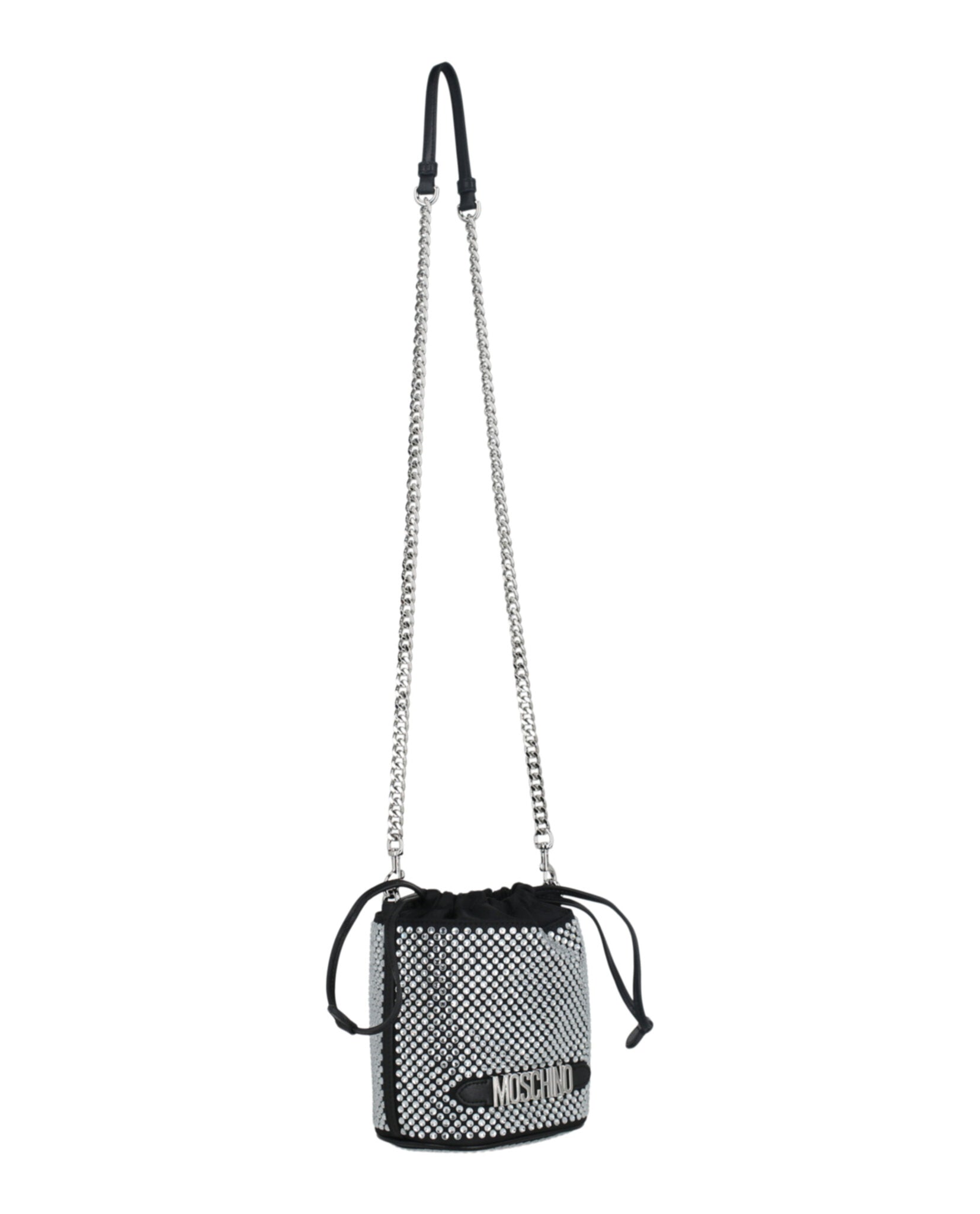 Moschino Womens Crystal Embellished Bucket Bag