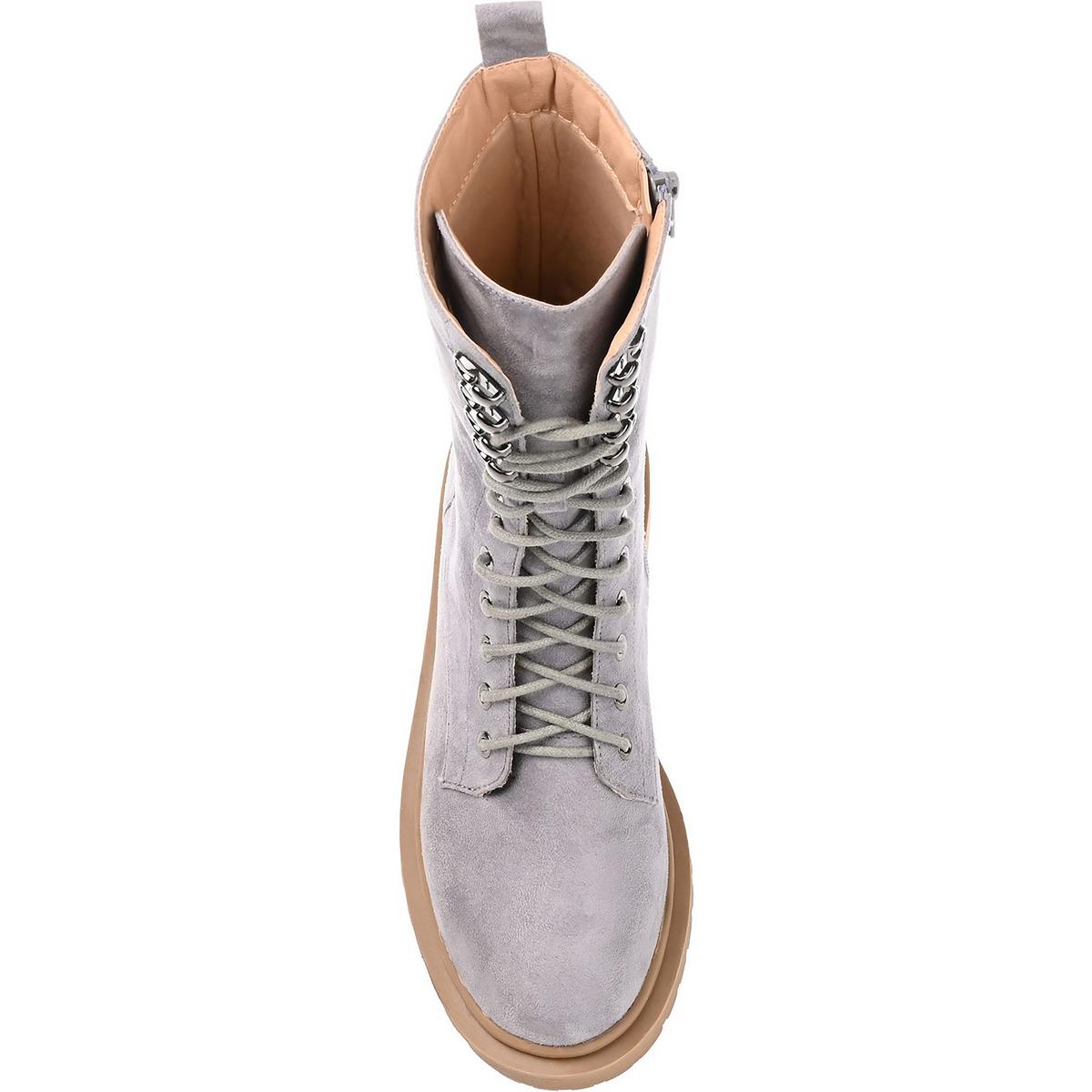 Womens Faux Suede Mid-Calf Combat & Lace-up Boots