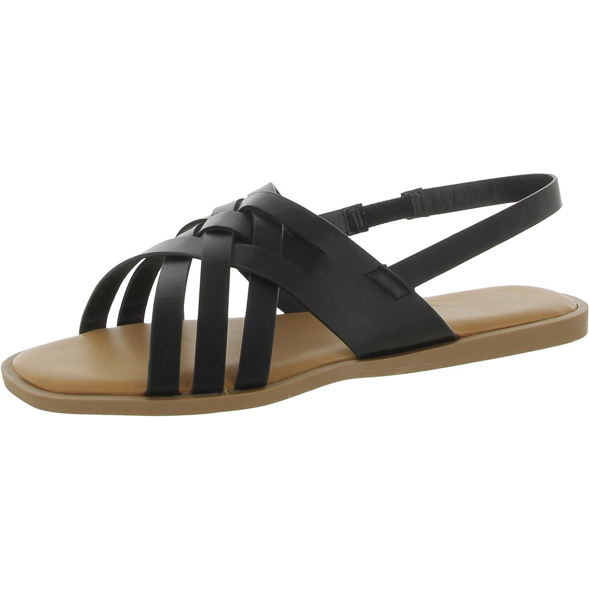 Womens Faux Leather Slip On Strappy Sandals