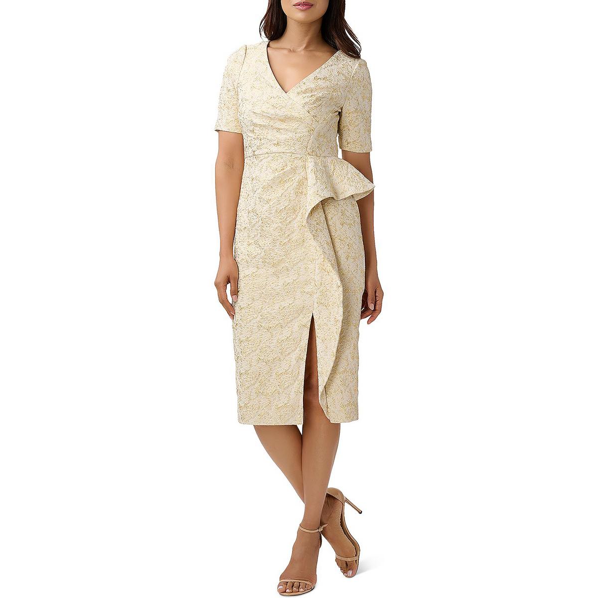 Jaquard Womens Textured Knee Length Cocktail and Party Dress