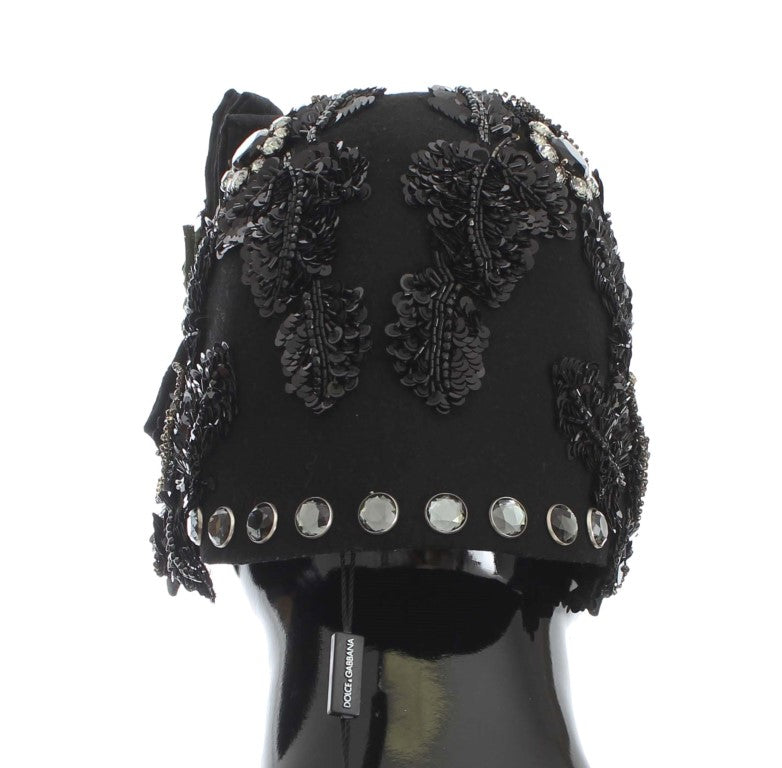 Dolce & Gabbana  Wool Felt Hat with Sequins & Floral Embellishment