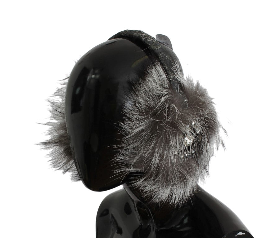 Dolce & Gabbana Fox Fur Crystal Ear Muffs