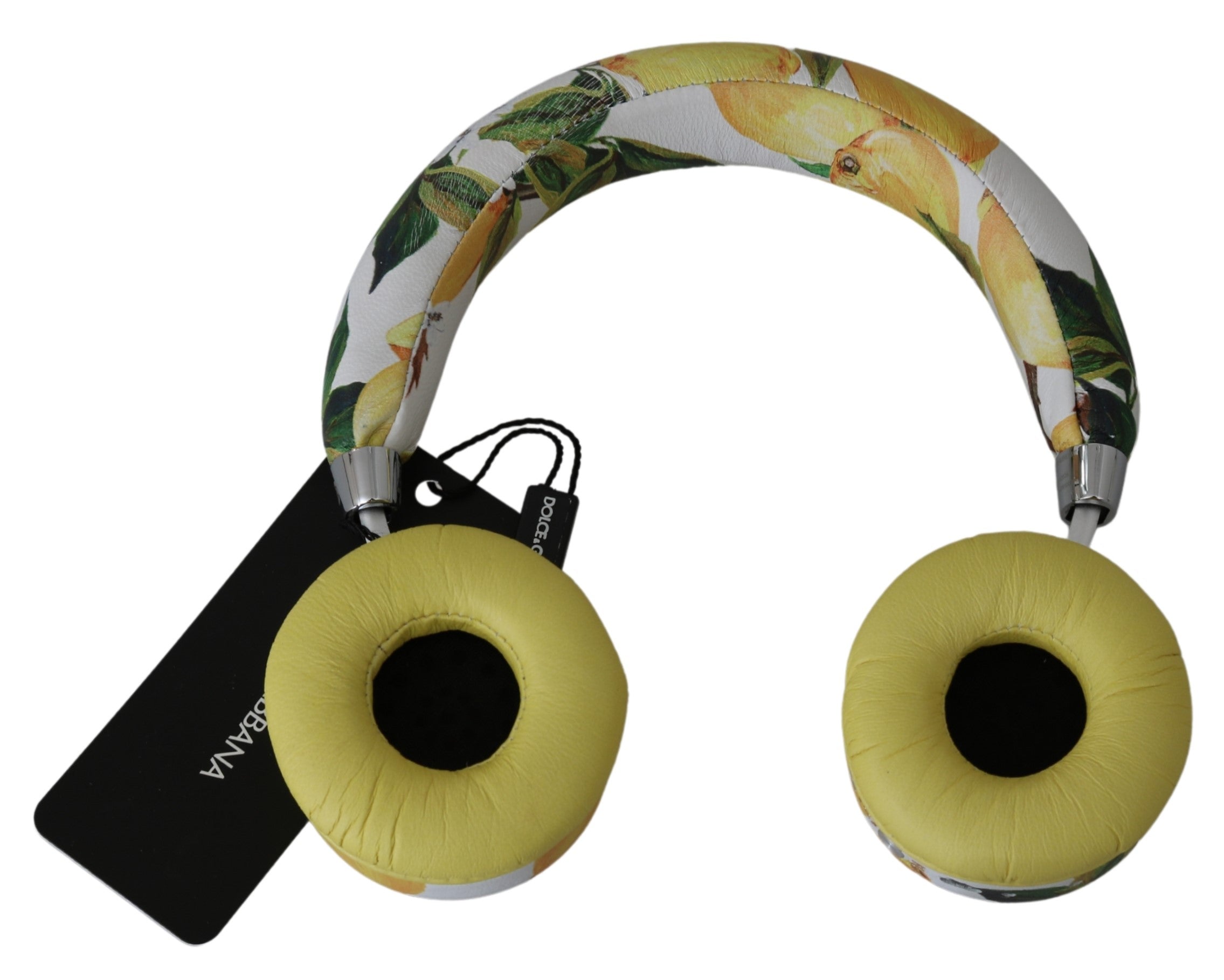 Dolce  Gabbana White Yellow Lemon Print Headset Headphones24