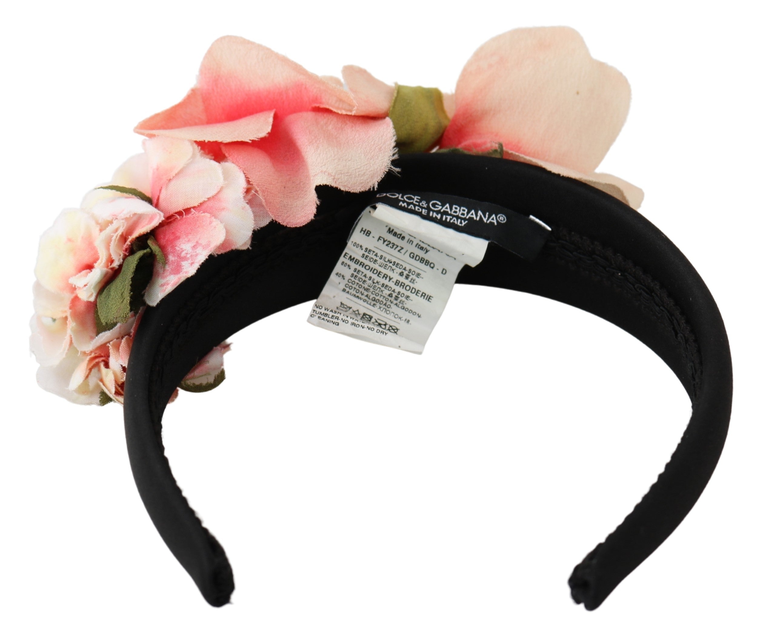 Dolce & Gabbana  Black Velvet Hairband with Flower Embellishment