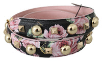 Dolce  Gabbana Pink Floral Leather Stud Accessory Shoulder Strap12