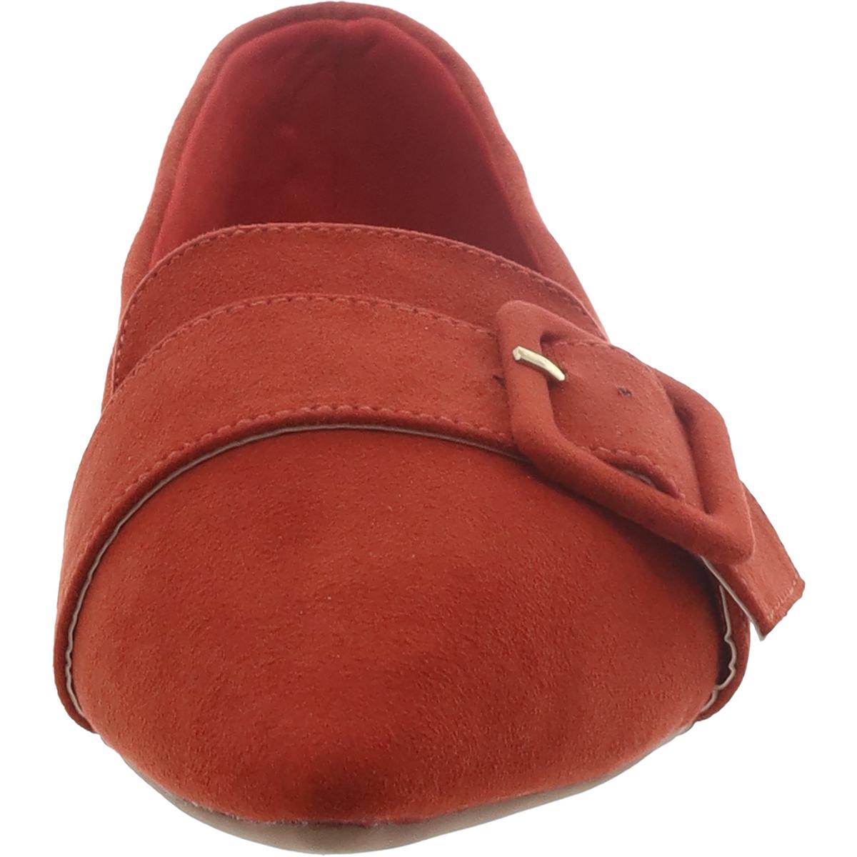 Womens Suede Buckle Ballet Flats