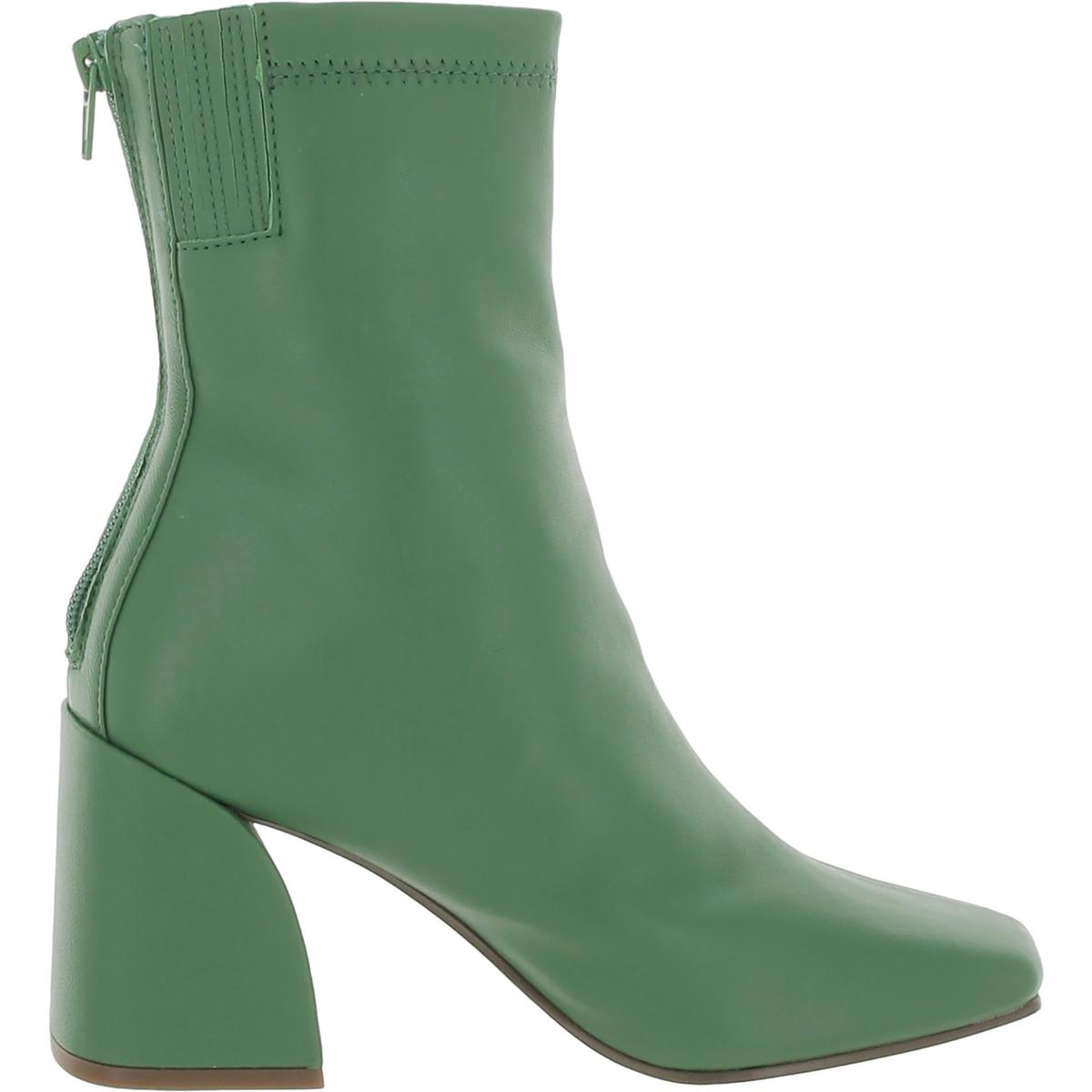 Julie Womens Leather Square Toe Mid-Calf Boots