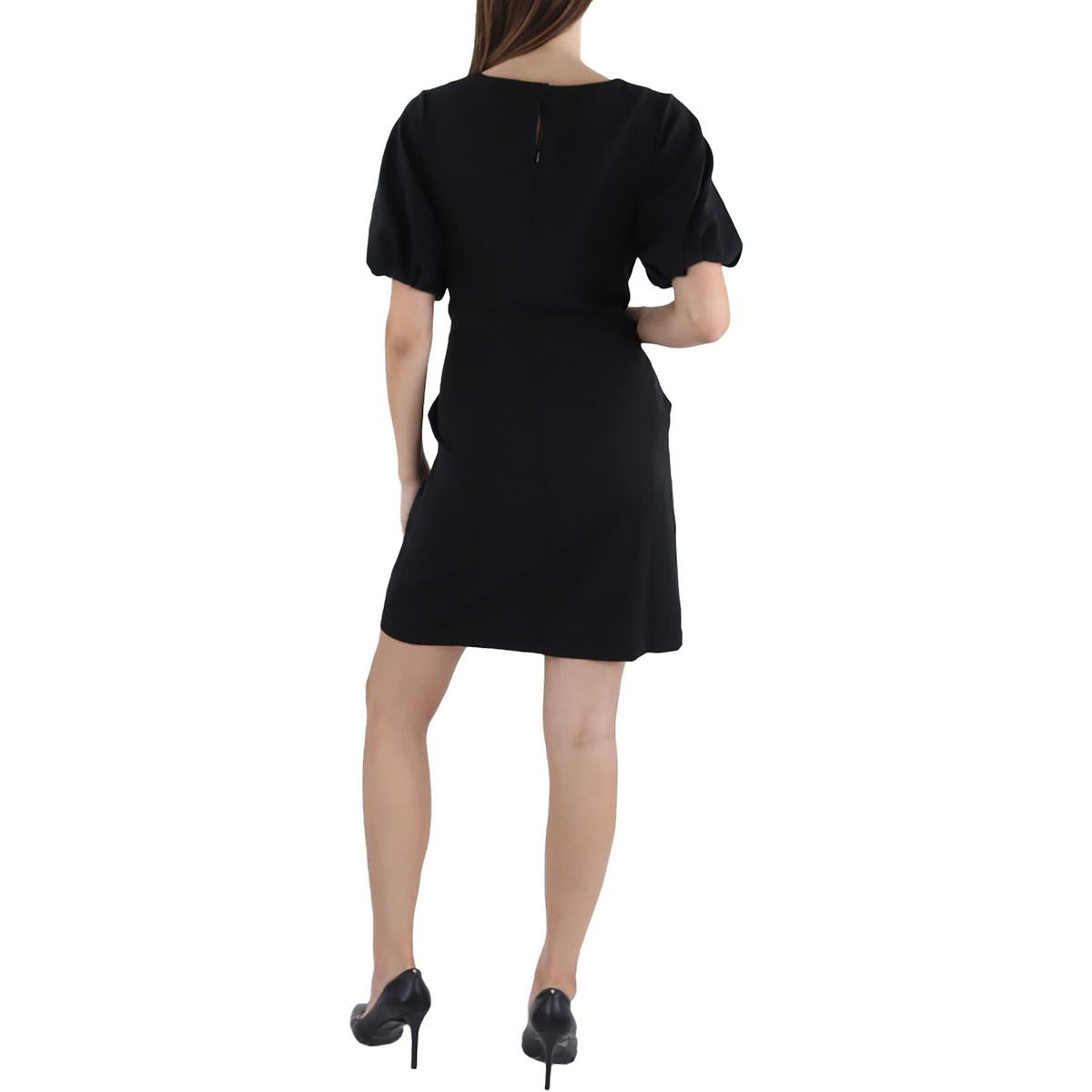 Womens Shift Puff Sleeve Mini Dress