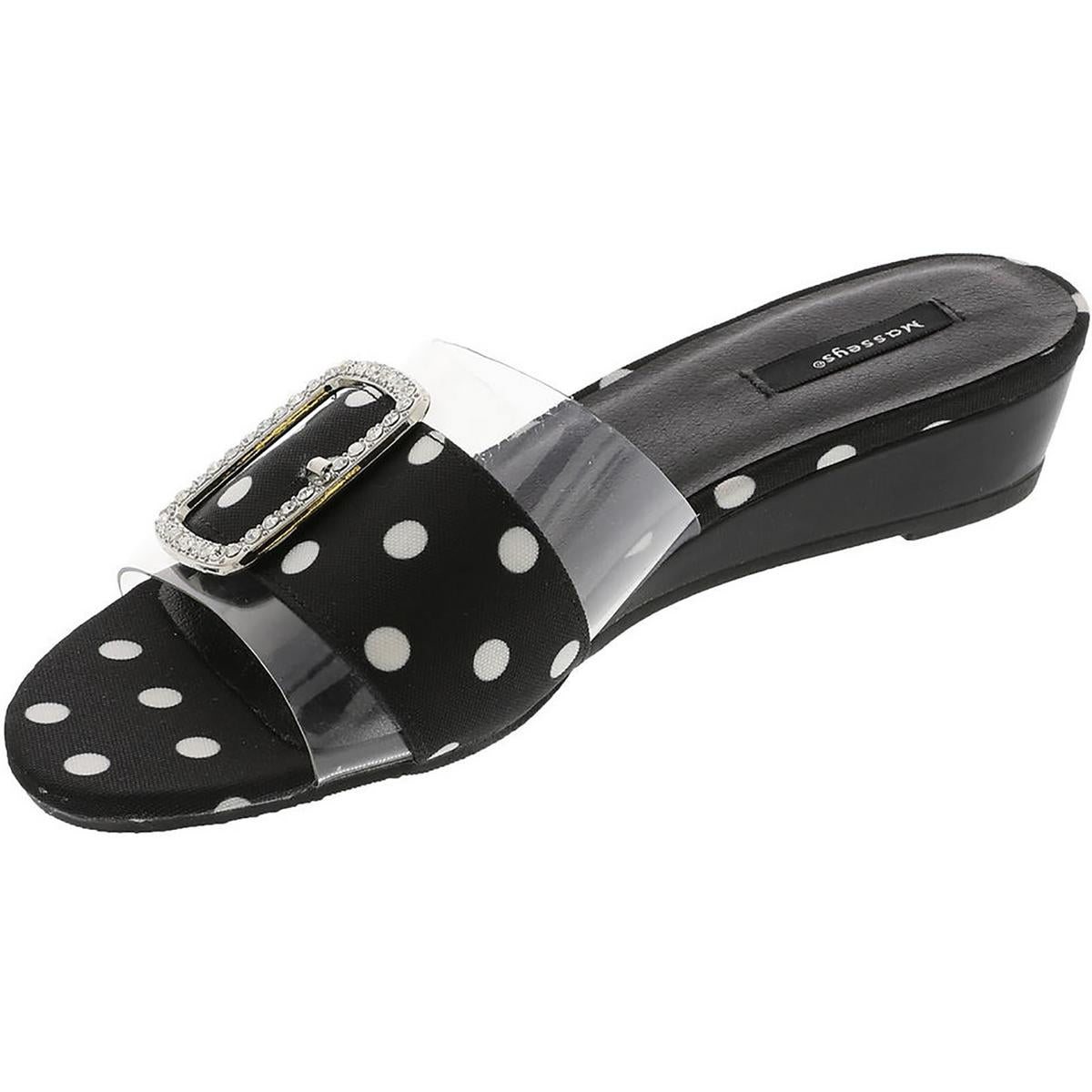 Milan Womens Polka Dot Embellished Slide Sandals