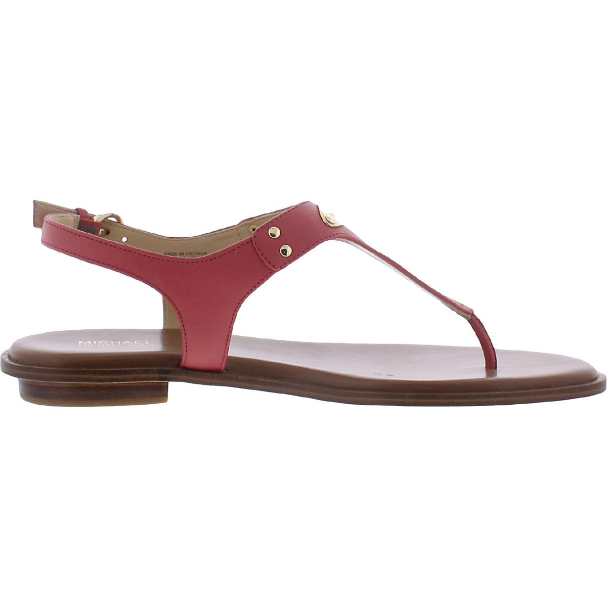 MK Plate Womens Textured T-Strap Thong Sandals