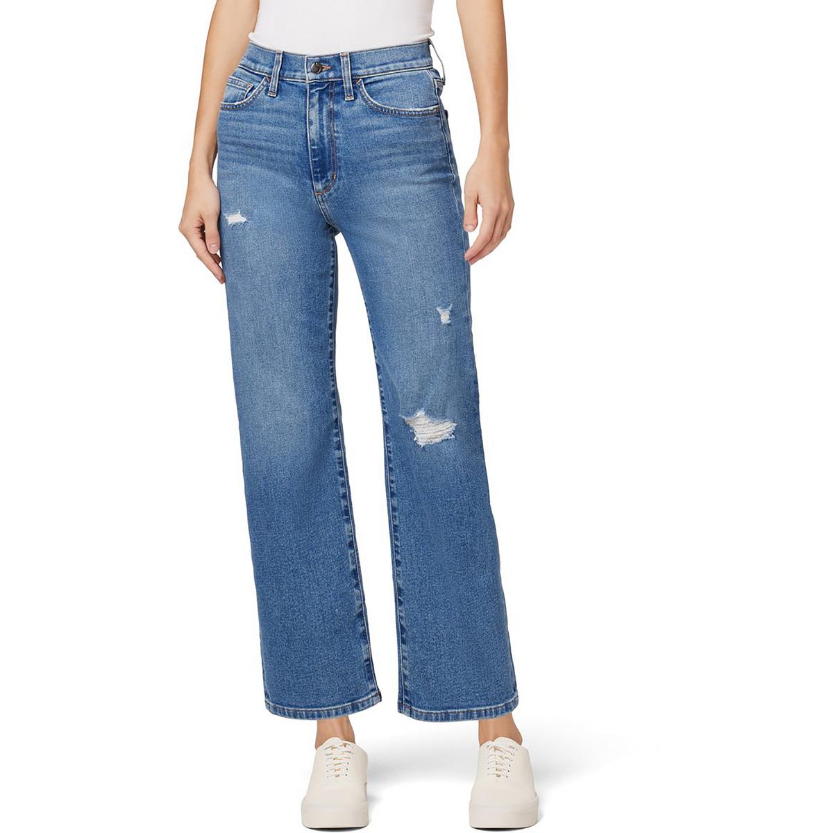 Womens High-Rise Cropped Wide Leg Jeans