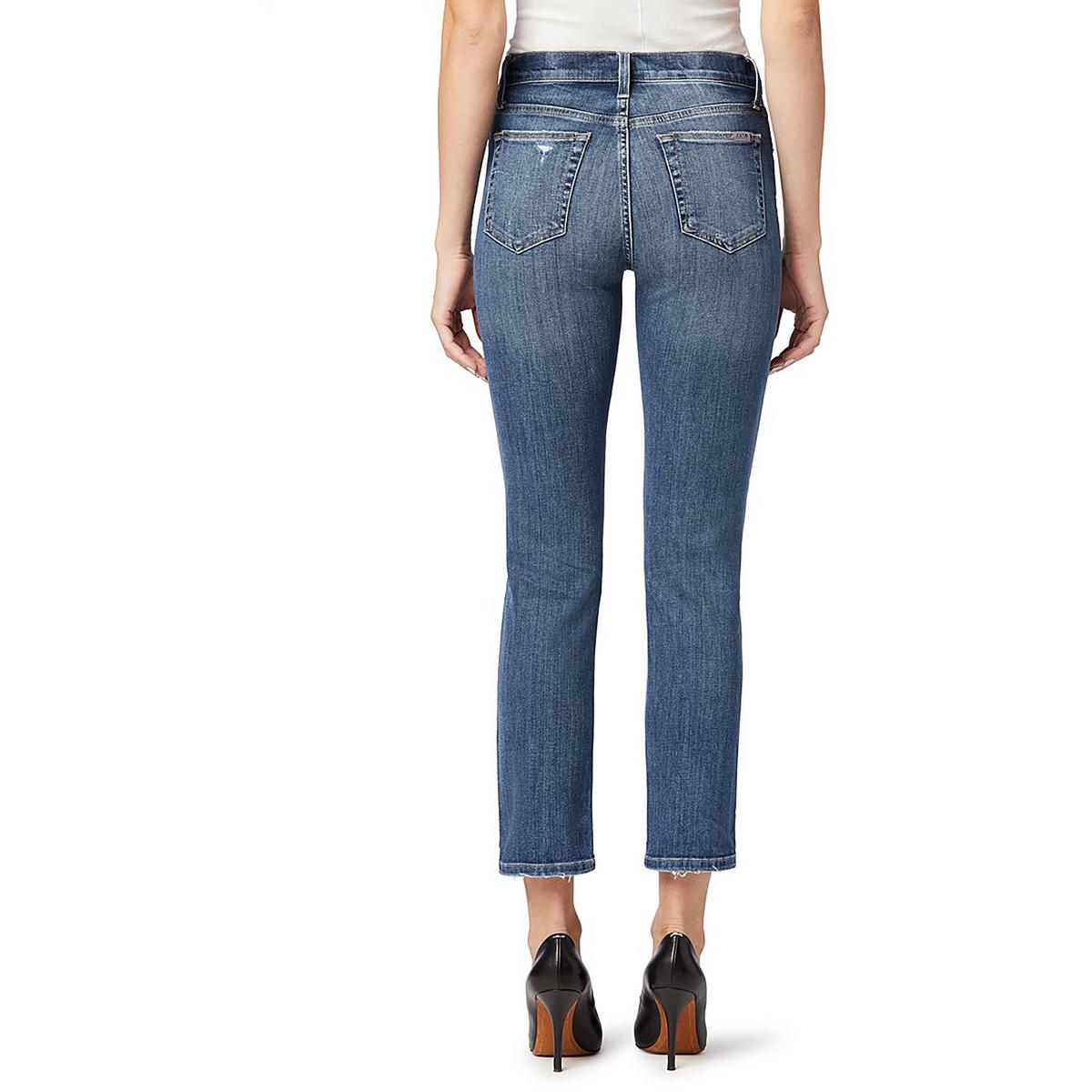 Womens High-Rise Ankle Straight Leg Jeans