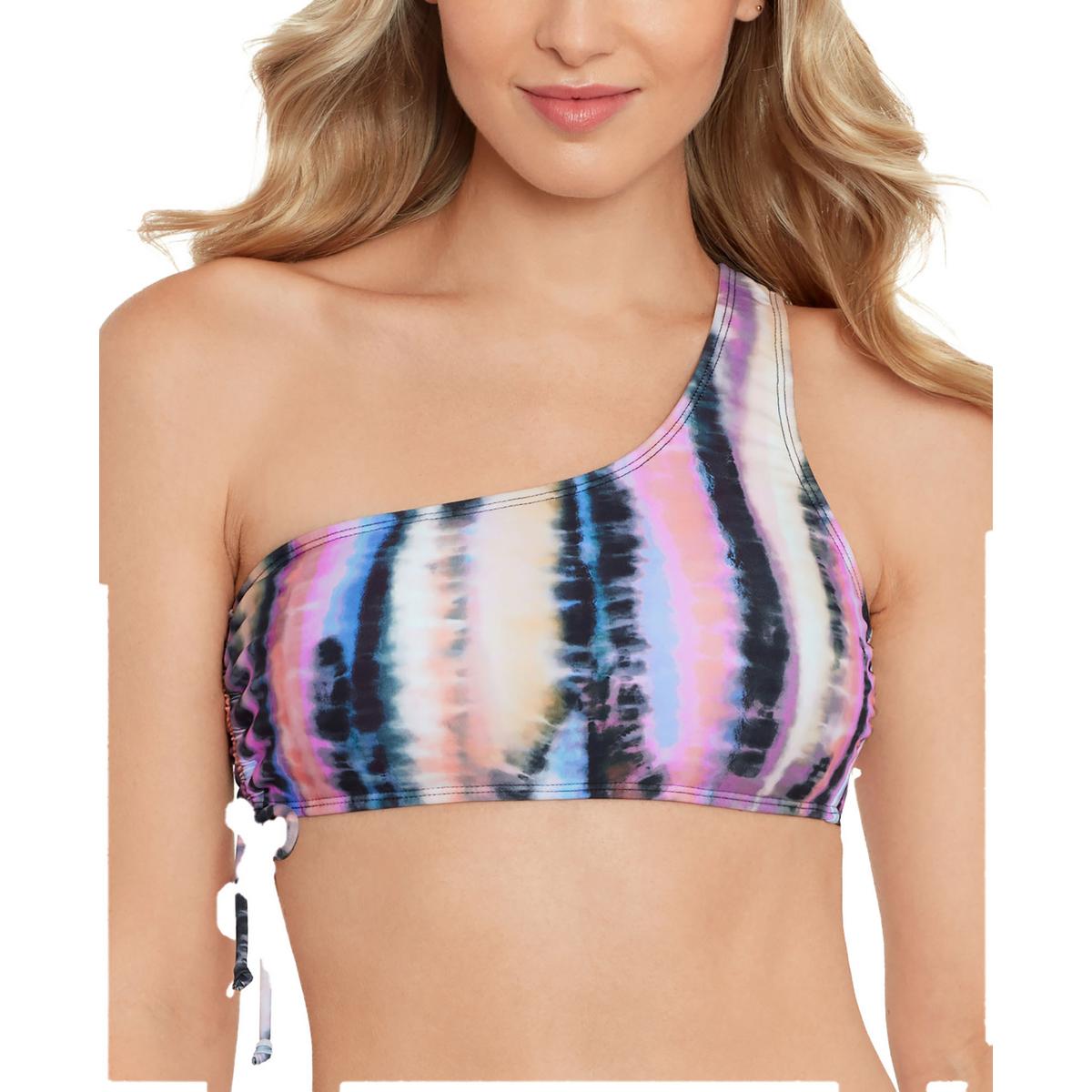 Womens Tie-Dye One-Shoulder Bikini Swim top