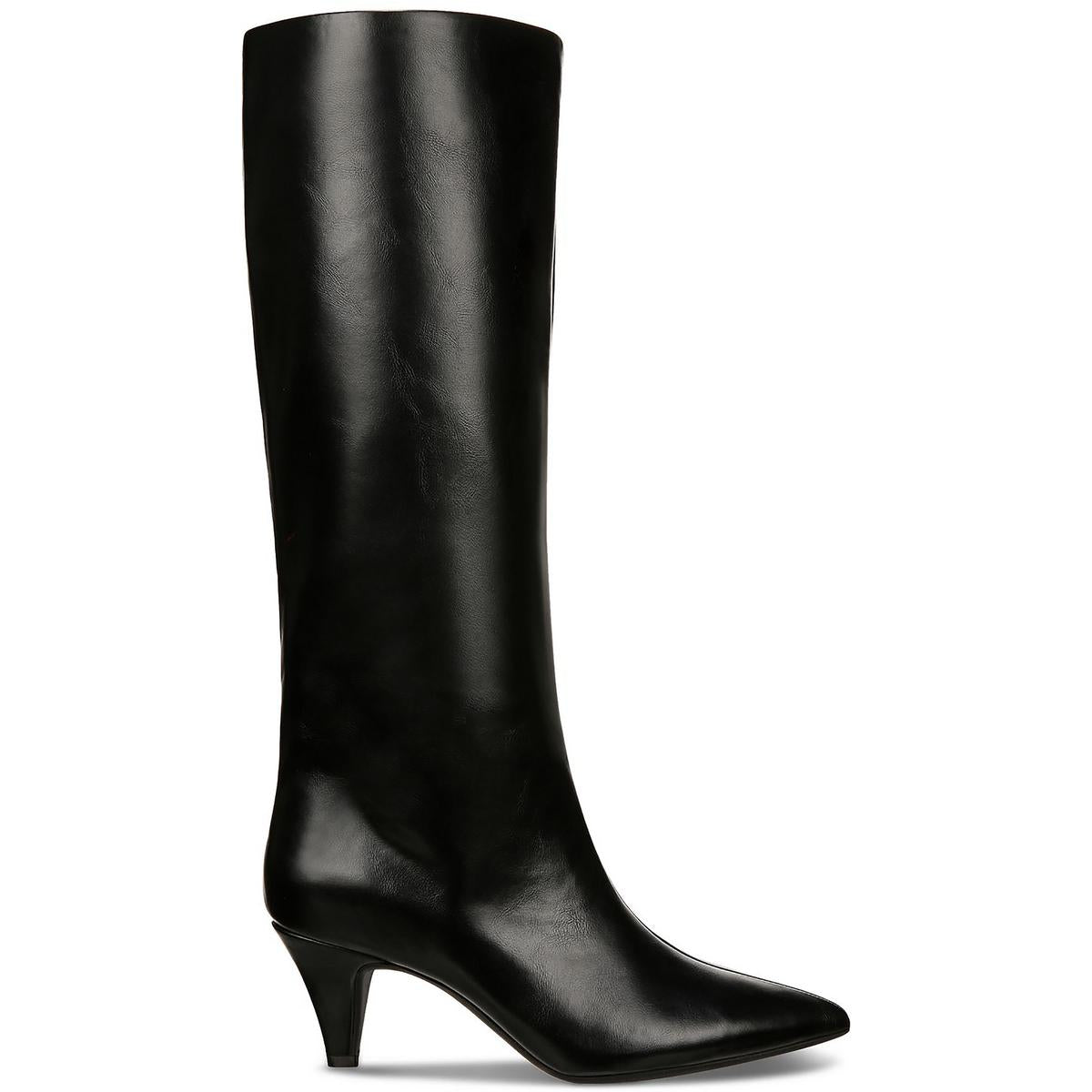 KAIAA Womens Faux Leather Kitten Heel Knee-High Boots