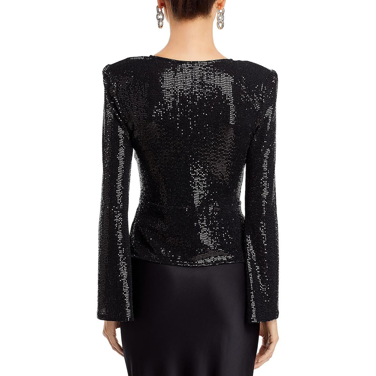 Katya Womens Gathered Sequined Blouse