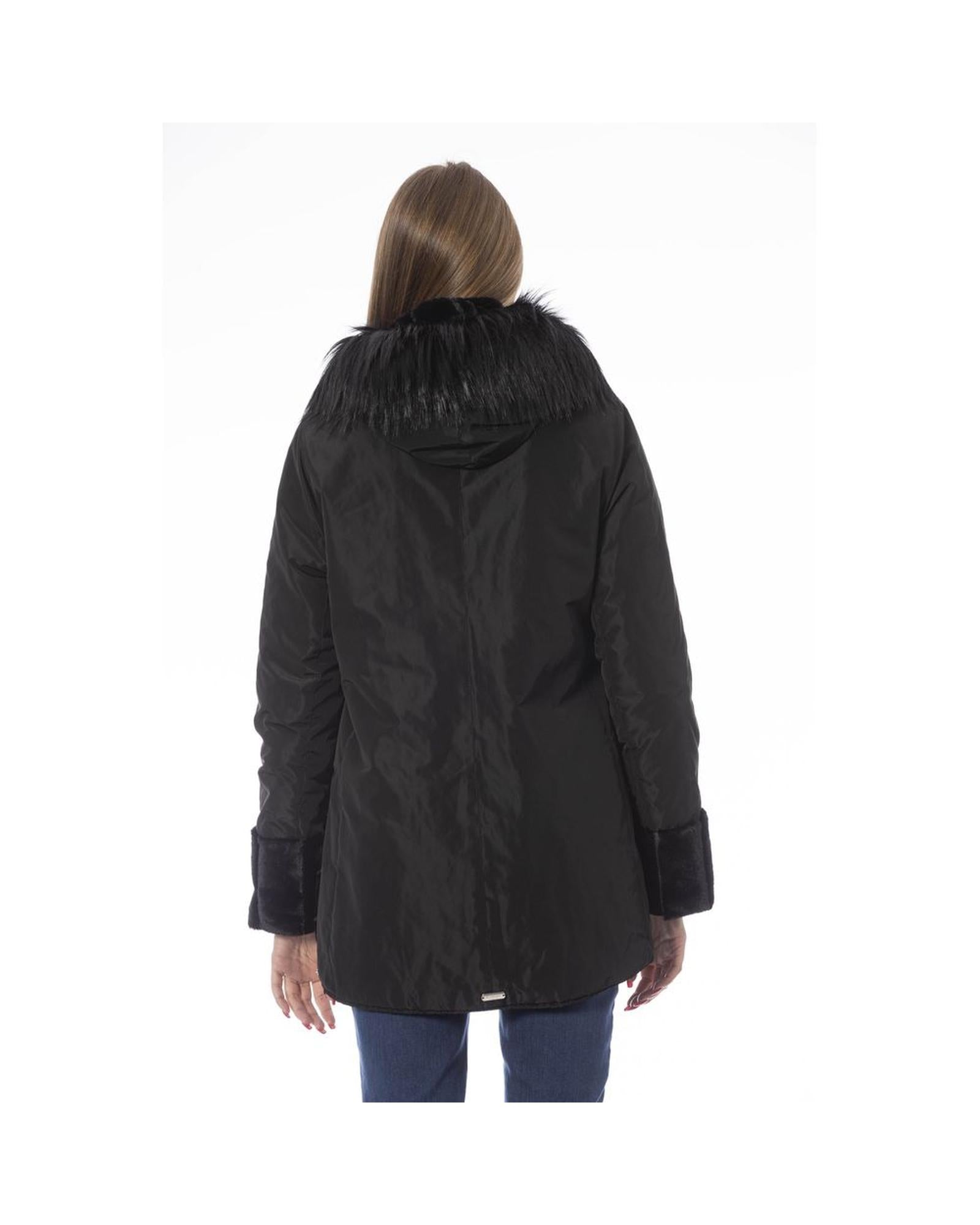 Baldinini Trend  Women's Faux Fur Trimmed Winter Jacket Black