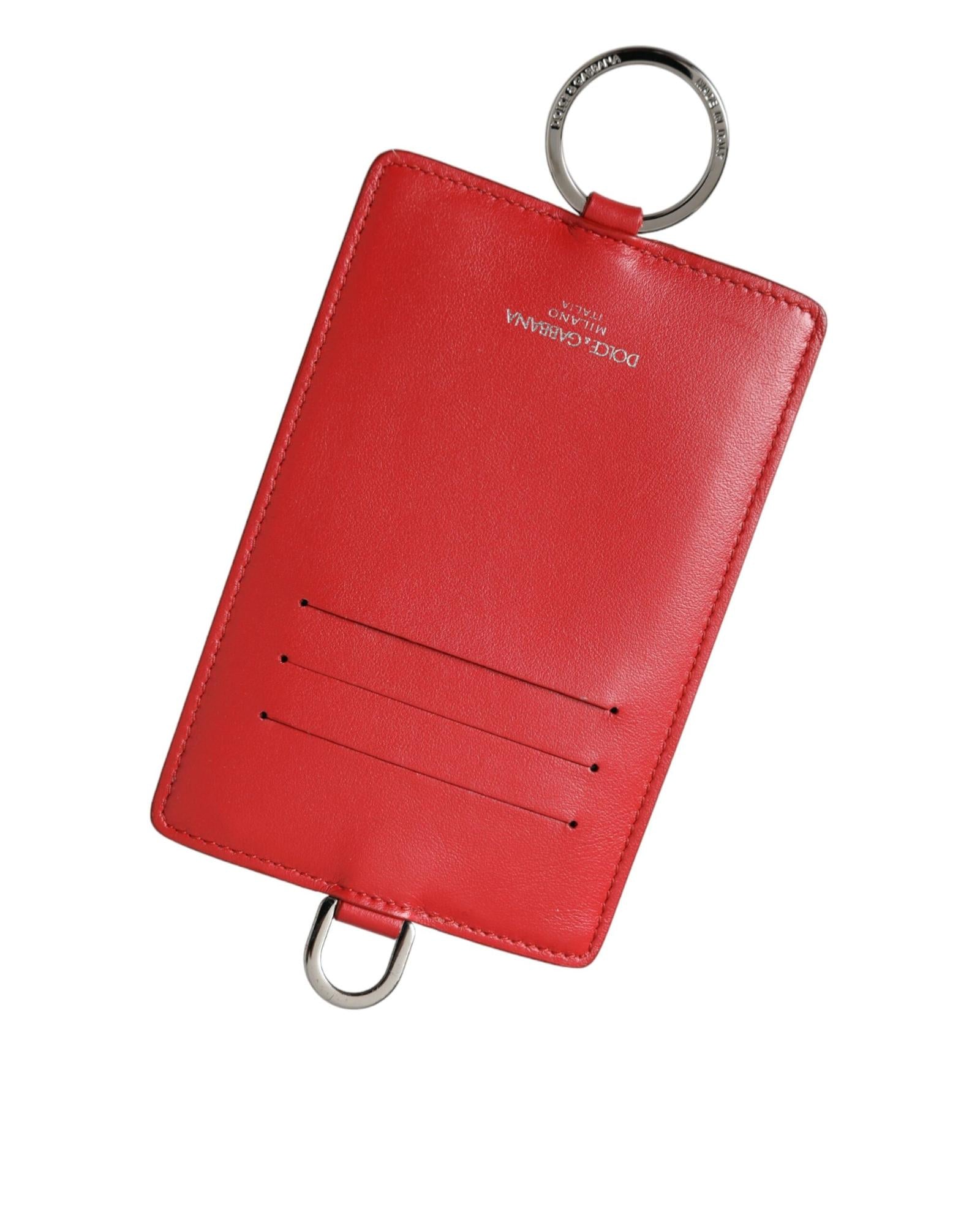 Dolce & Gabbana  Red Leather Card Holder with Chain